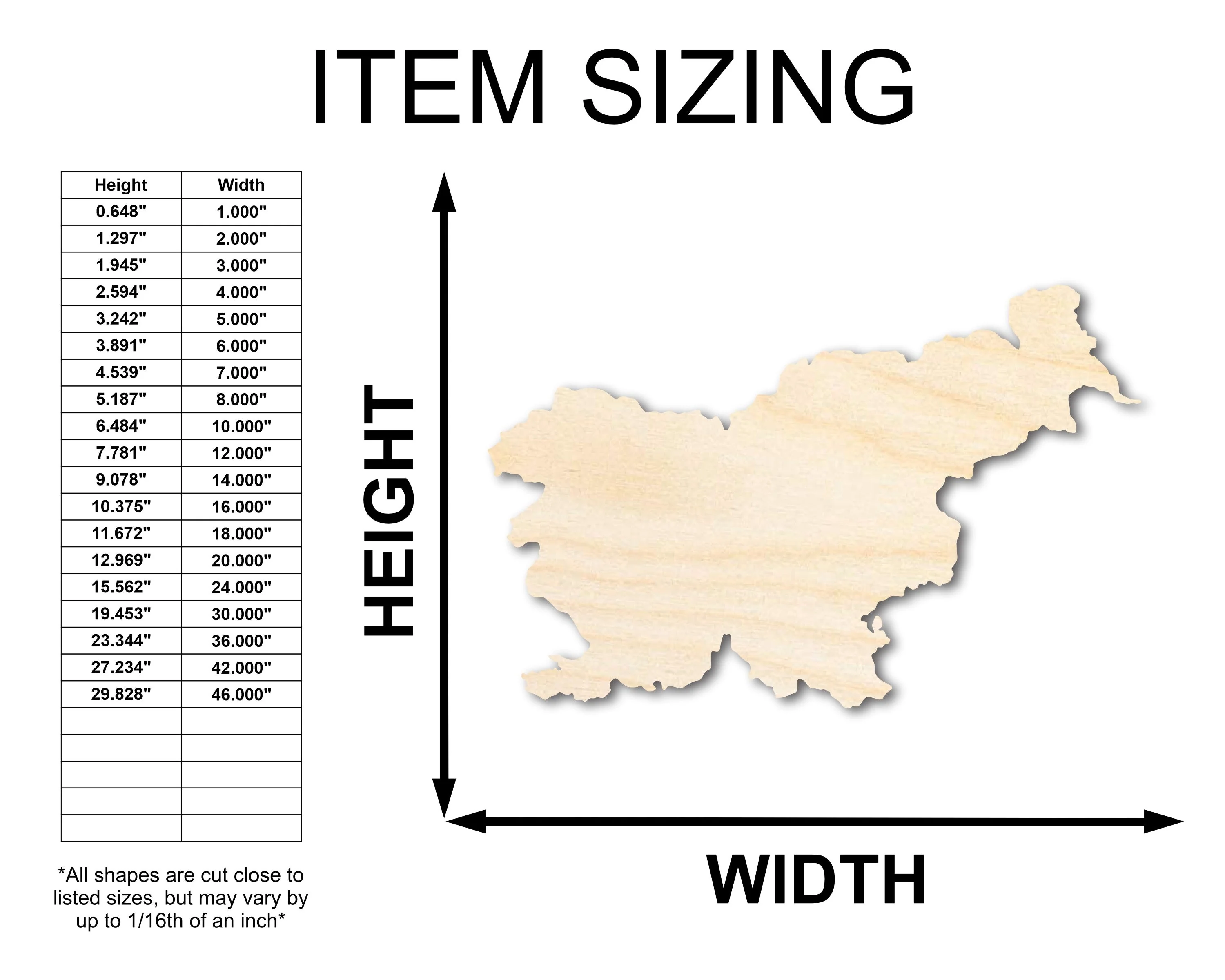 Unfinished Wood Slovenia Country Shape - European Country Craft - up to 46" DIY - Image 2
