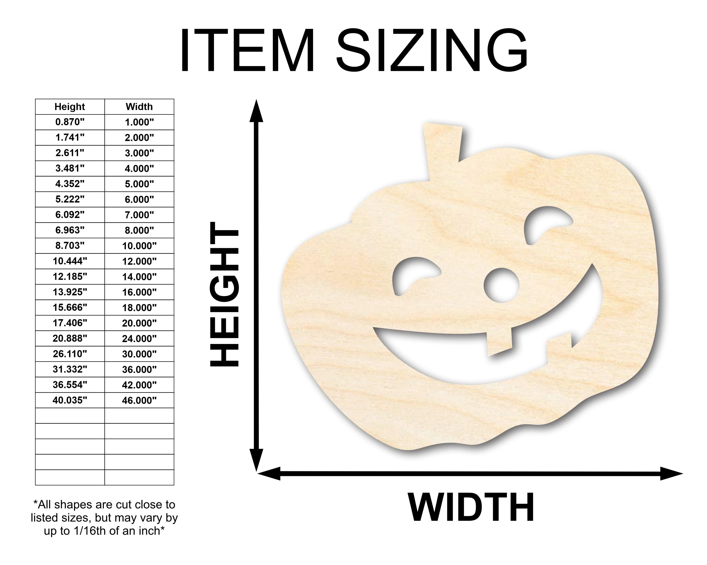 Unfinished Wood Smiling Pumpkin Shape - Craft - up to 46" - Image 2