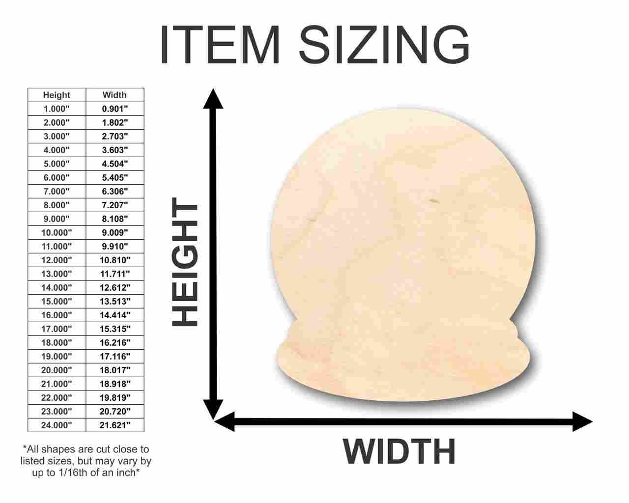 Unfinished Wood Snow Globe Shape - Paint - Winter - Craft - up to 46" DIY - Image 2