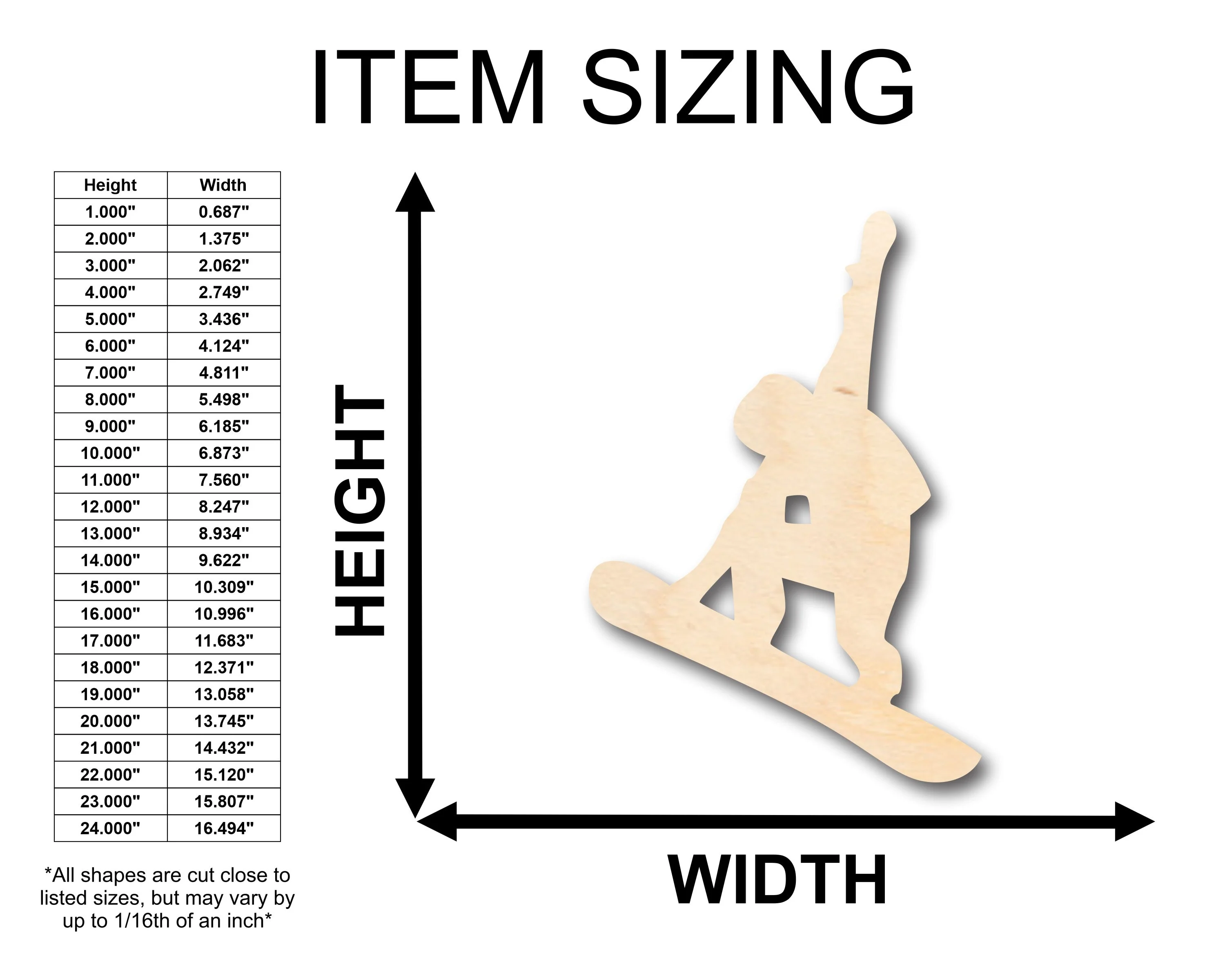 Unfinished Wood Snowboarding Shape - Craft - up to 46" DIY - Image 2