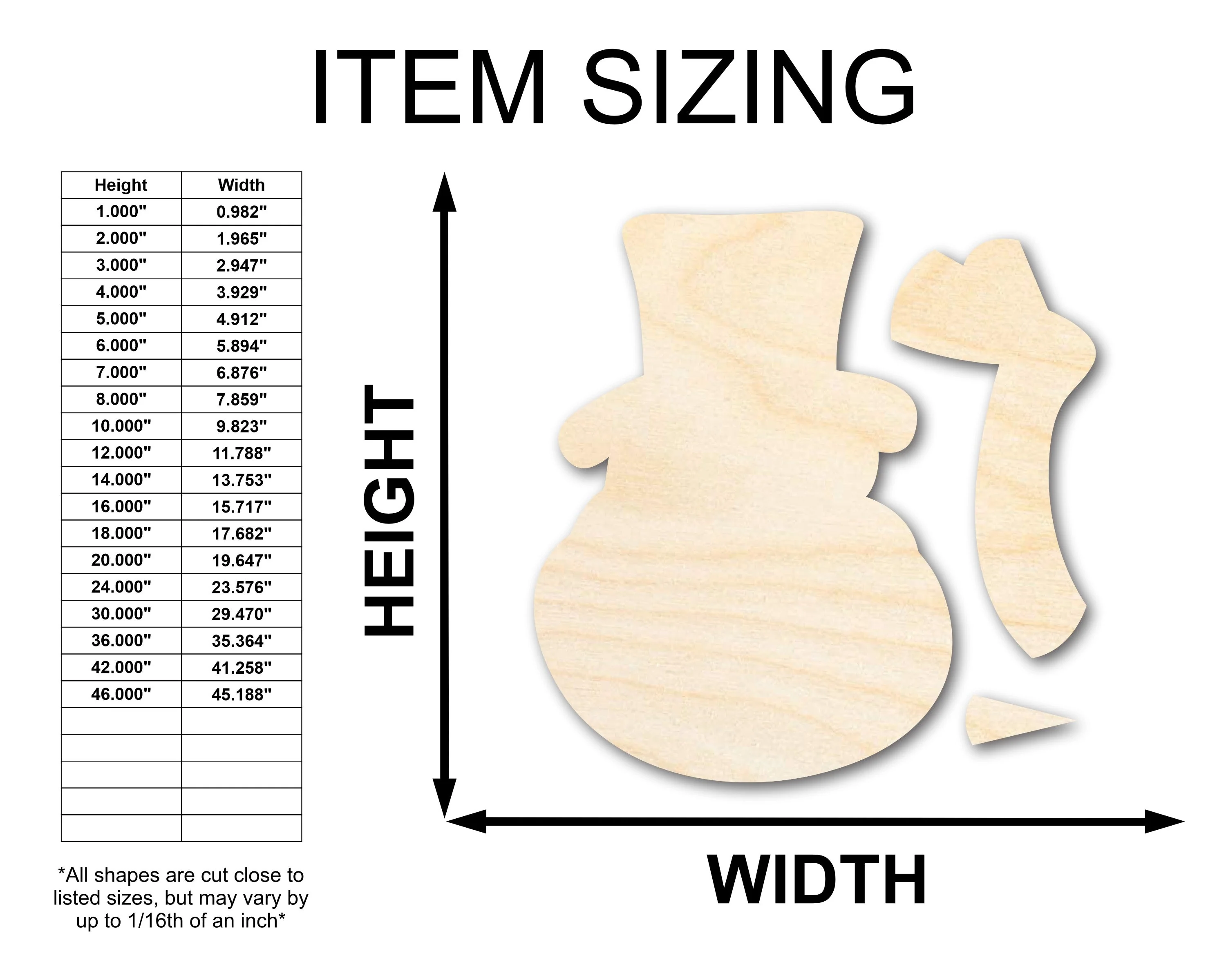 Unfinished Wood Snowman Craft Set Shape - 3 Piece Craft Set - up to 46" - Image 3