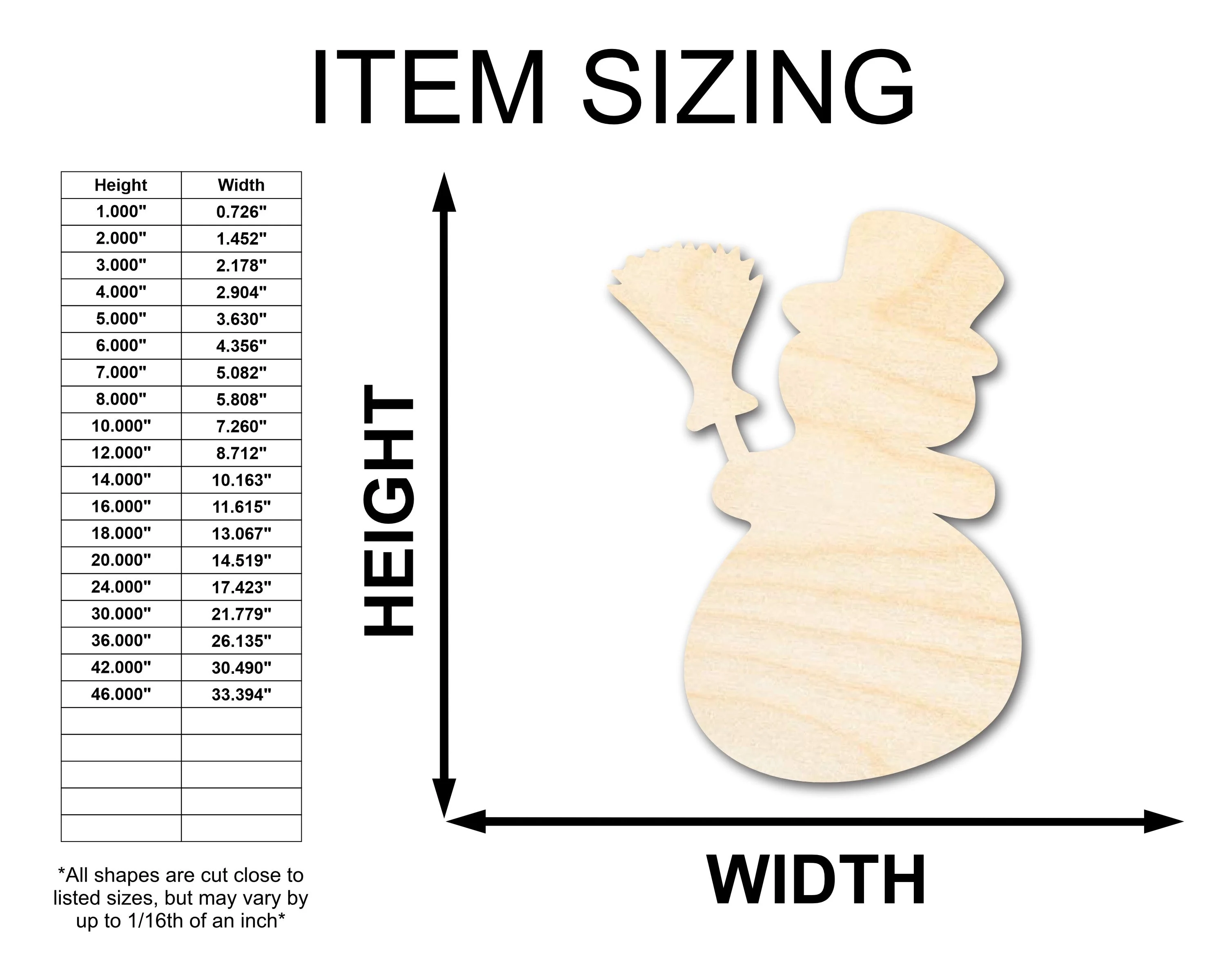 Unfinished Wood Snowman Shape - Winter Craft - up to 46" - Image 2