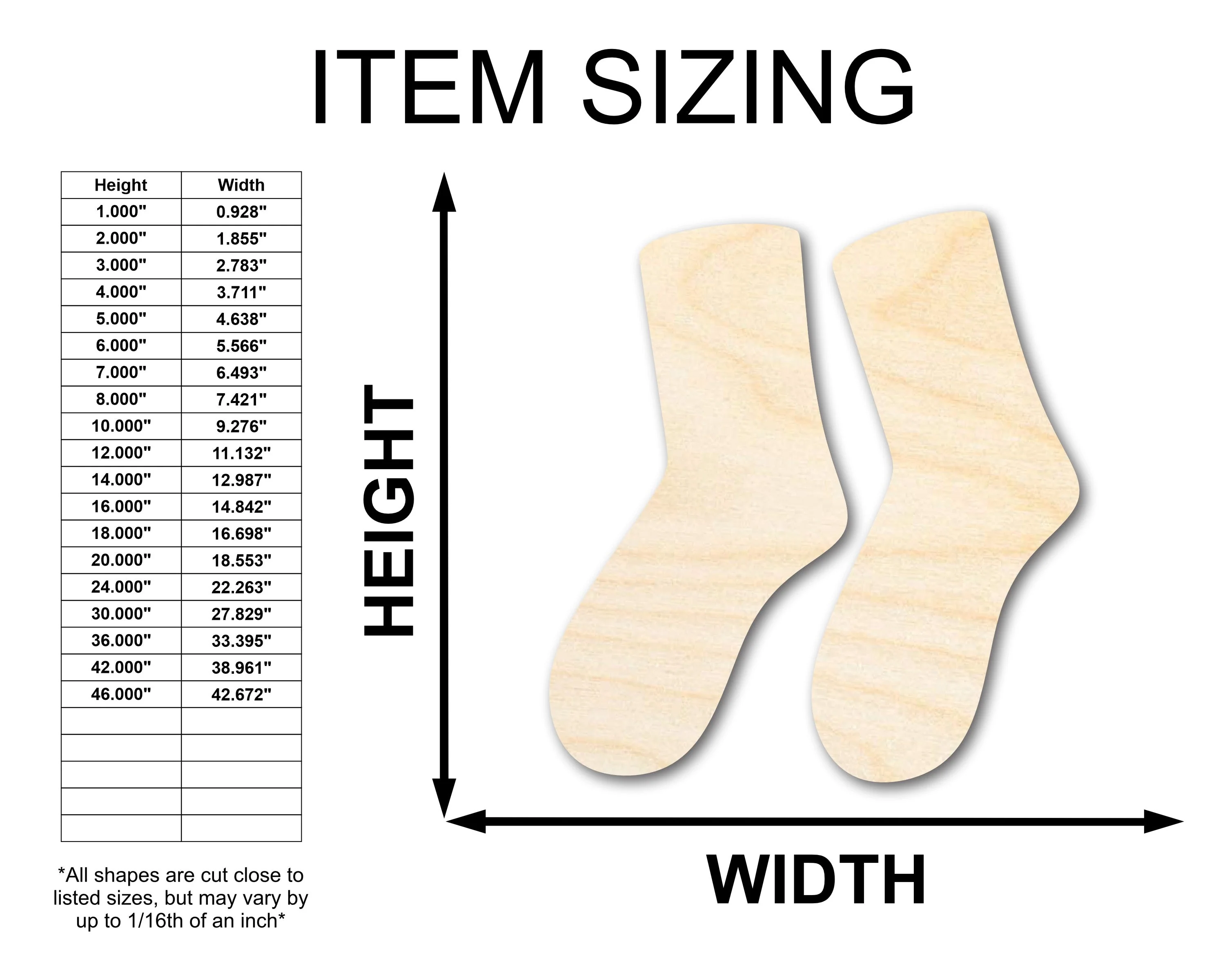 Unfinished Wood Socks Shape - Craft - up to 46" DIY - Image 2