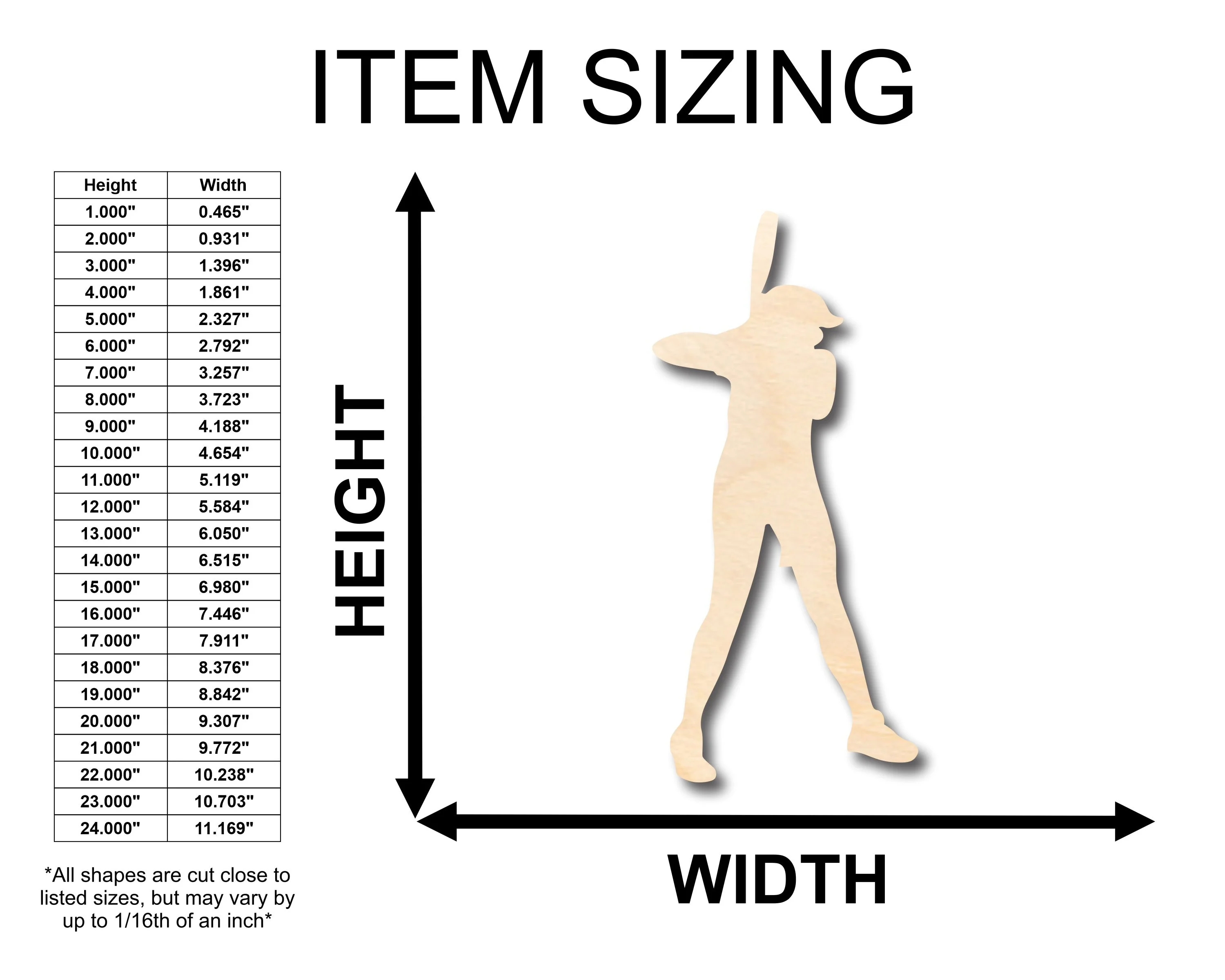 Unfinished Wood Softball Batter Shape - Craft - up to 46" DIY - Image 2