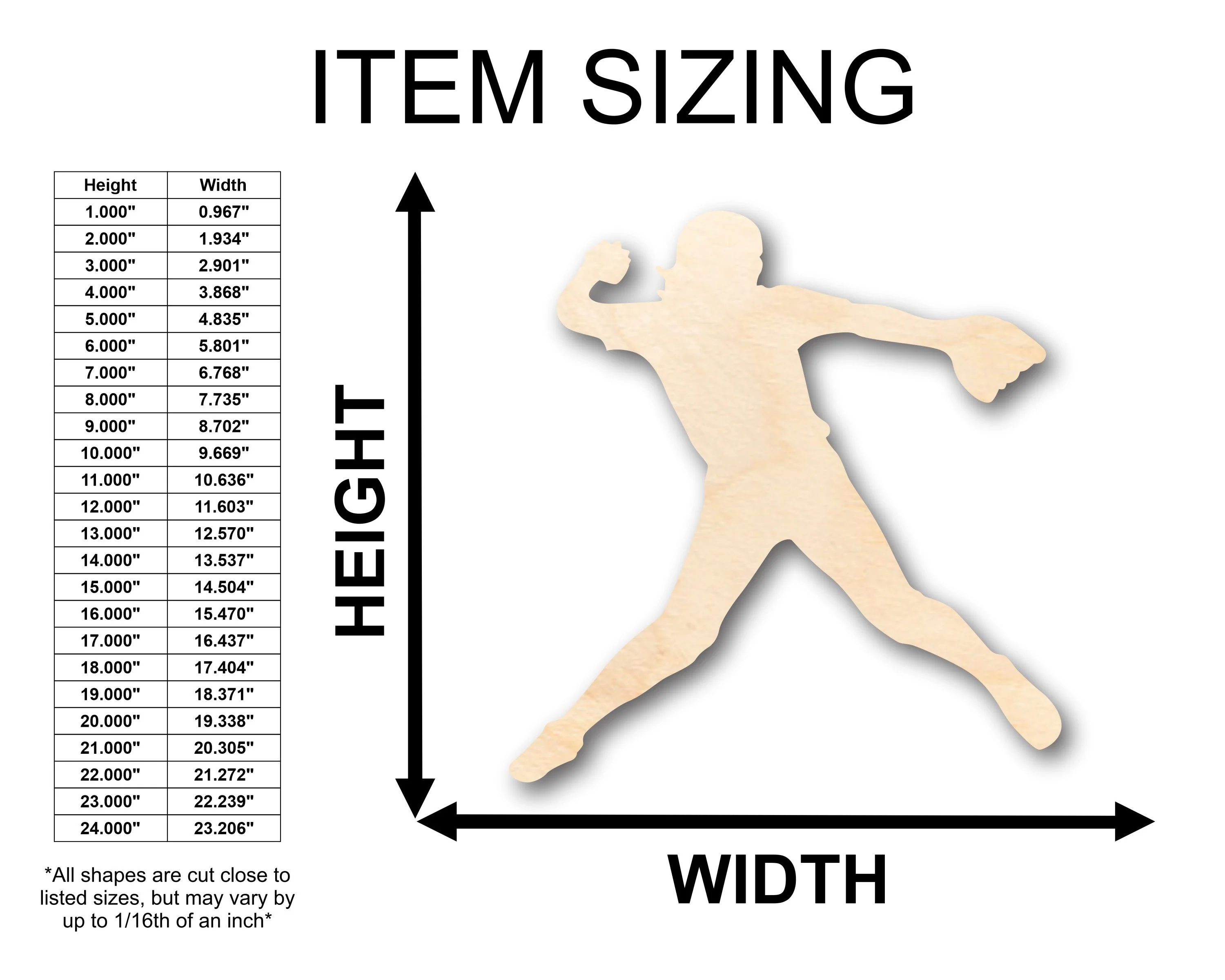 Unfinished Wood Softball Pitcher Shape - Craft - up to 46" DIY - Image 2
