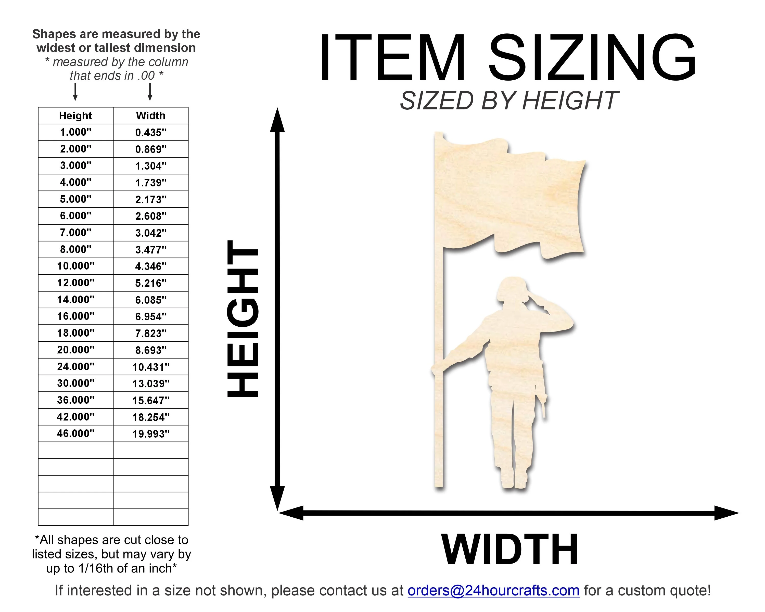 Unfinished Wood Soldier With Flag Shape | DIY Craft Cutout | up to 46" DIY - Image 2