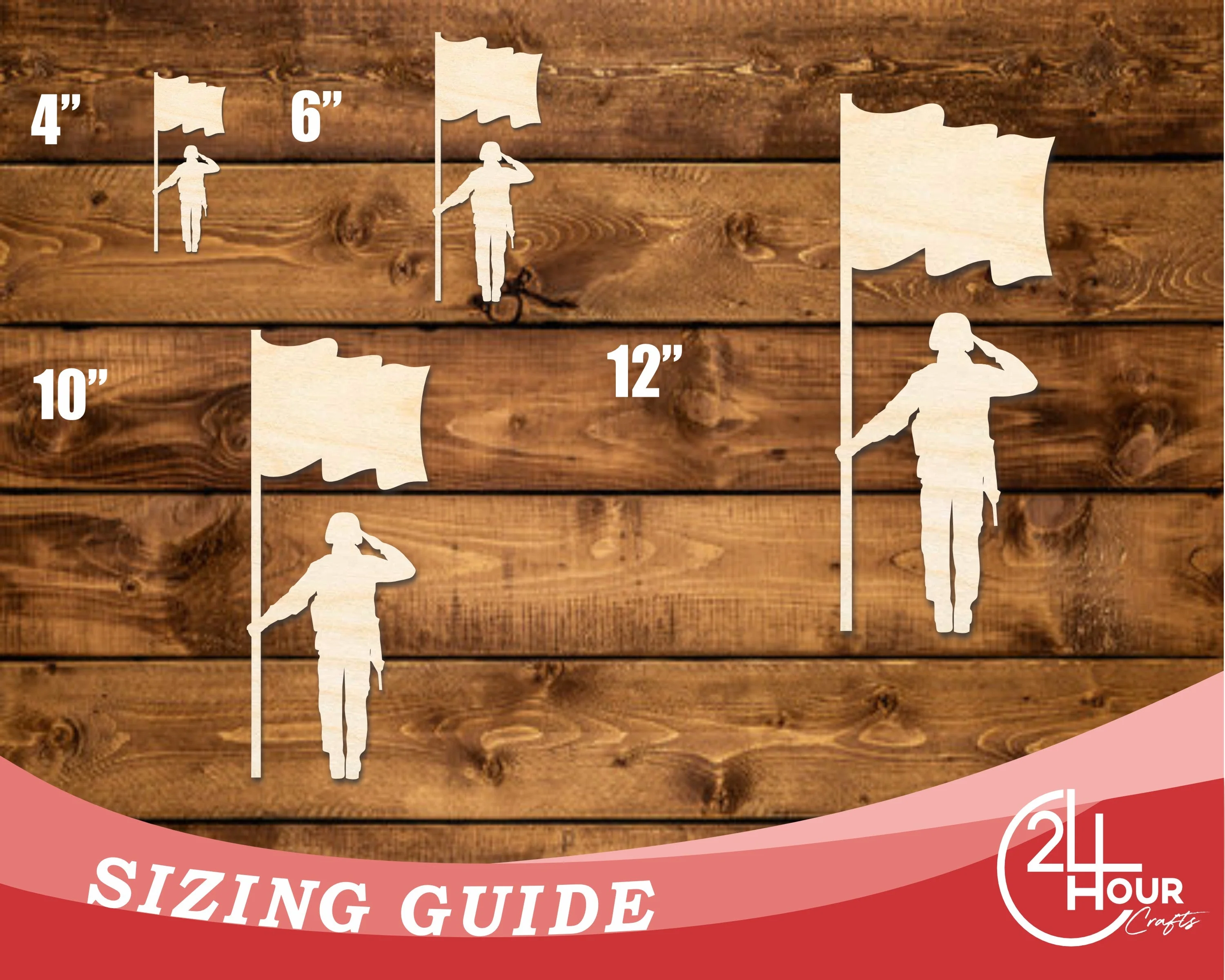 Unfinished Wood Soldier With Flag Shape | DIY Craft Cutout | up to 46" DIY - Image 3