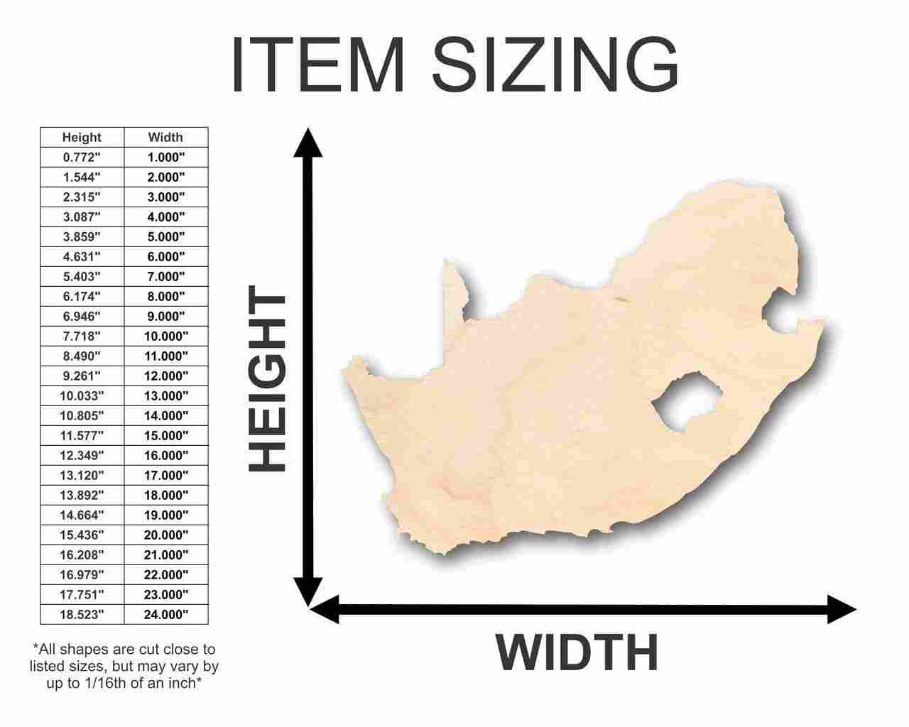 Unfinished Wood South Africa Shape - Africa - Country - Craft - up to 46" DIY - Image 2