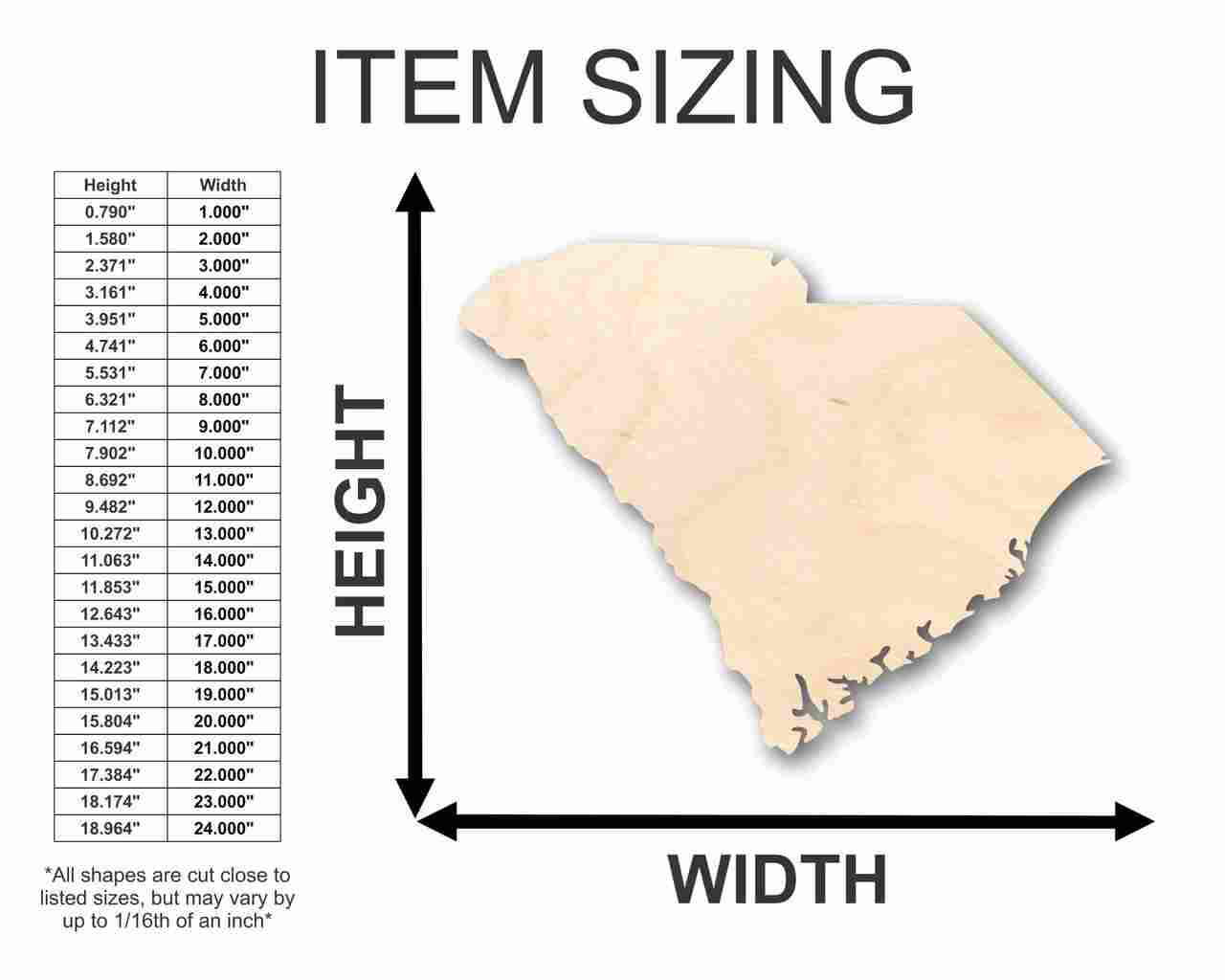 Unfinished Wood South Carolina Shape - State - Craft - up to 46" DIY - Image 2