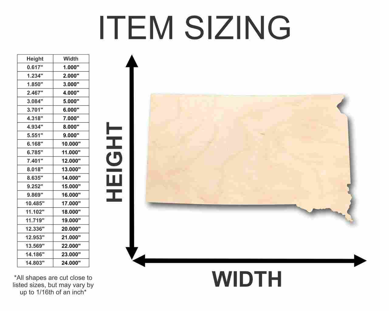 Unfinished Wood South Dakota Shape - State - Craft - up to 46" DIY - Image 2