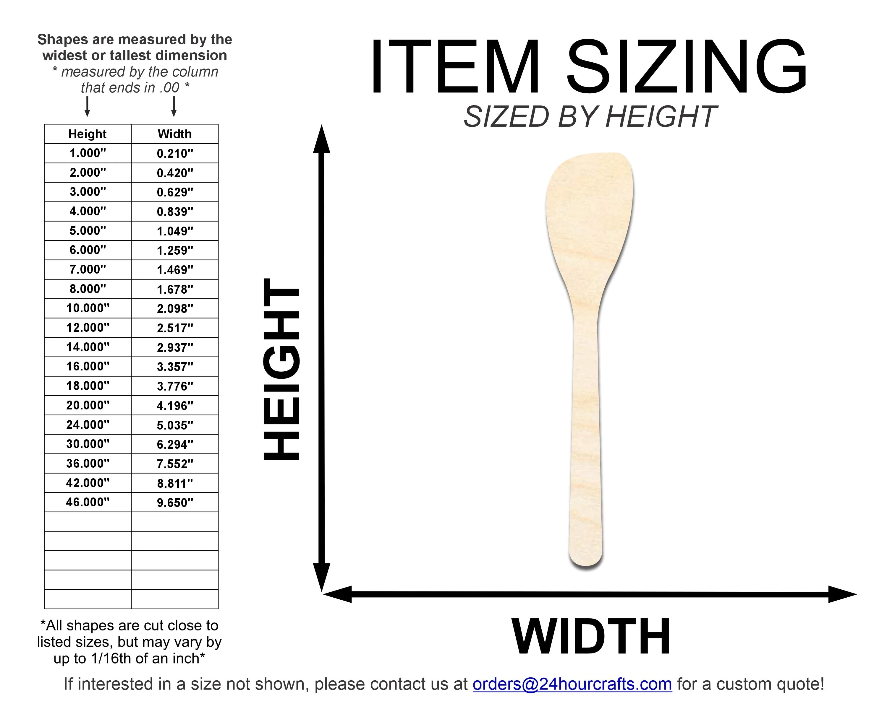 Unfinished Wood Spatula Shape | DIY Craft Cutout | up to 46" DIY - Image 2