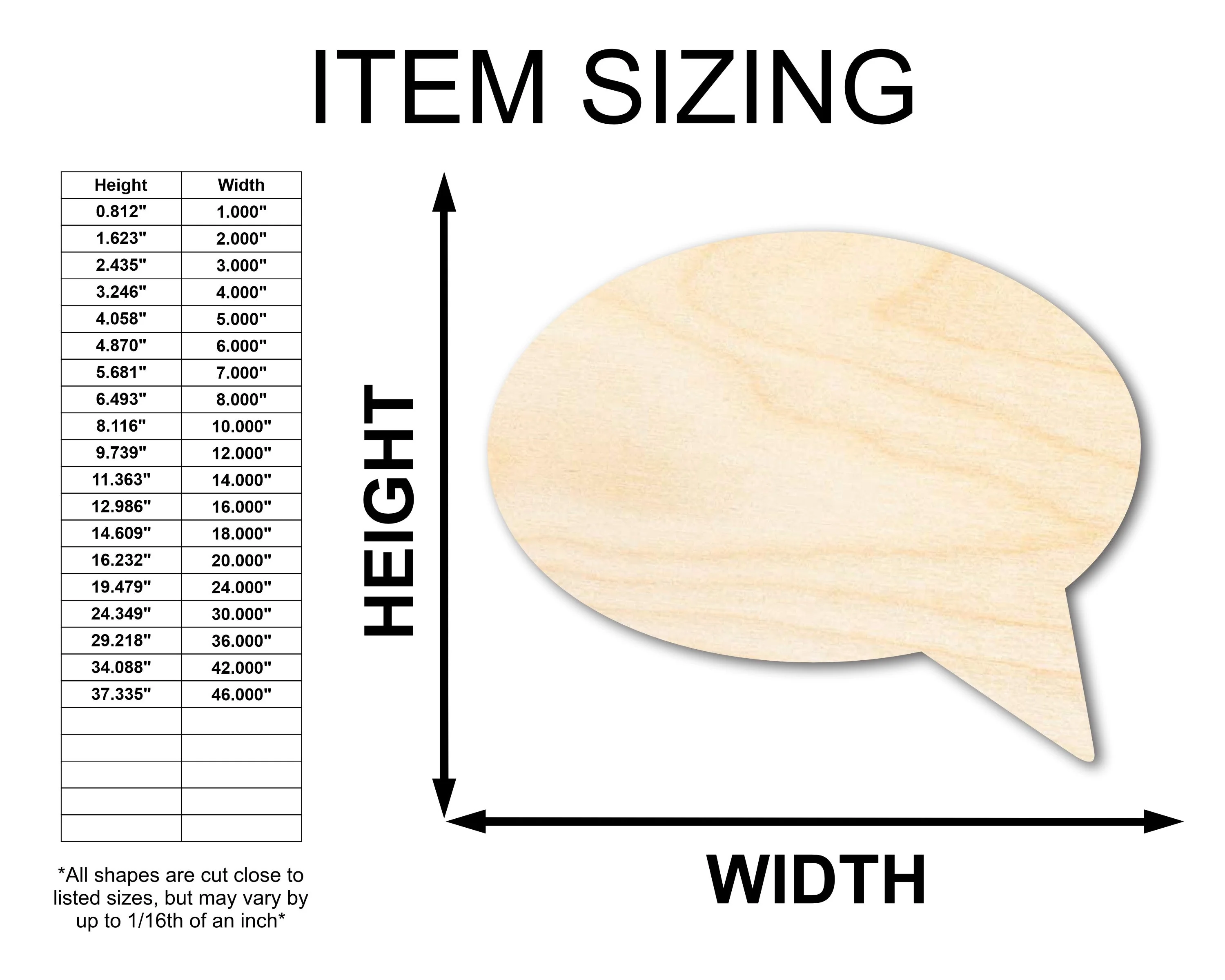Unfinished Wood Speech Bubble Shape | Craft Cutout | up to 46" DIY - Image 2