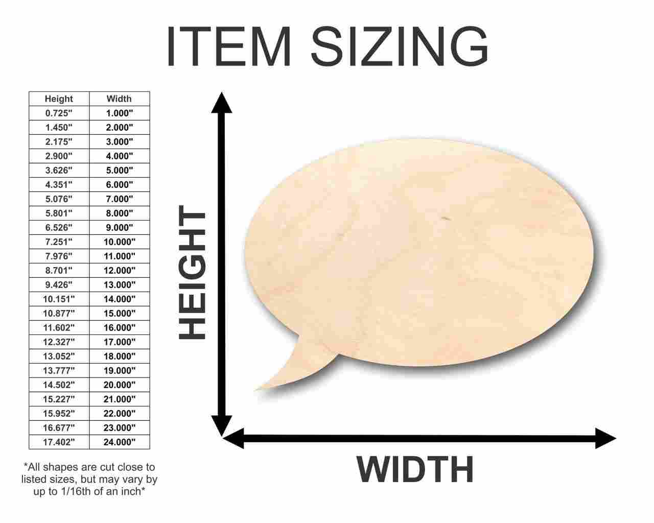Unfinished Wood Speech Bubble Shape - Craft - up to 46" DIY - Image 2