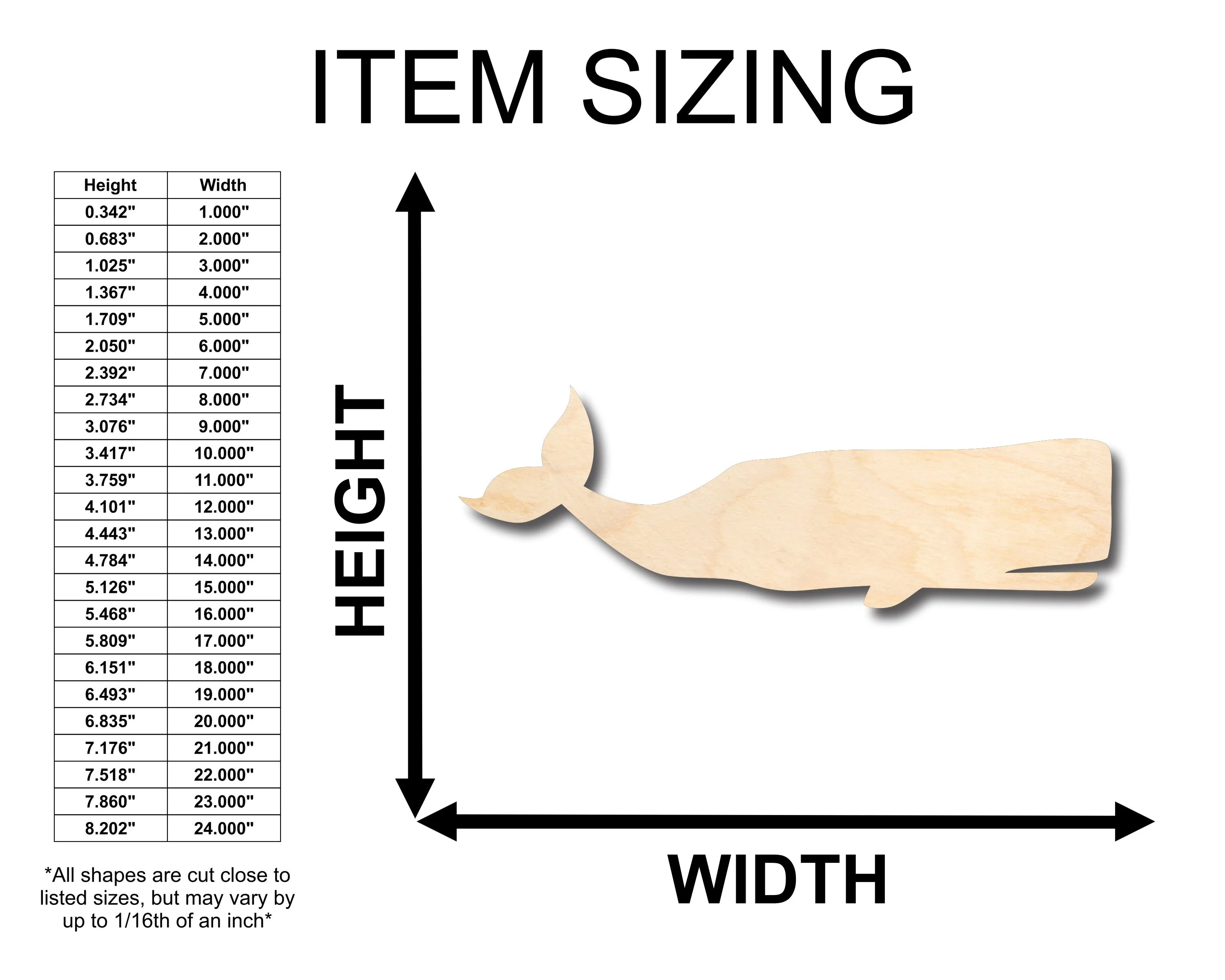 Unfinished Wood Sperm Whale Shape - Craft - up to 46" DIY - Image 2