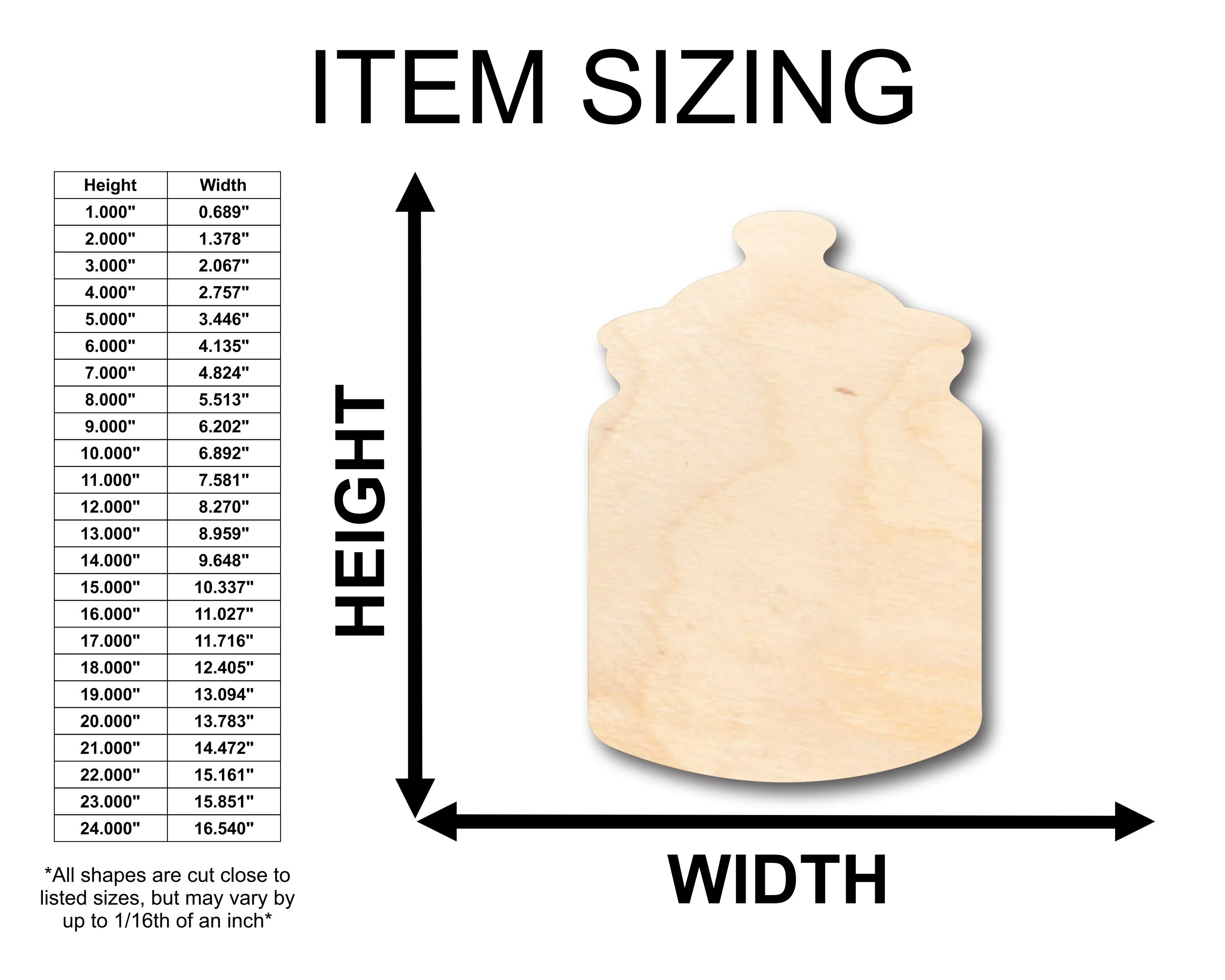 Unfinished Wood Spice Jar Shape - Craft - up to 46" DIY - Image 2