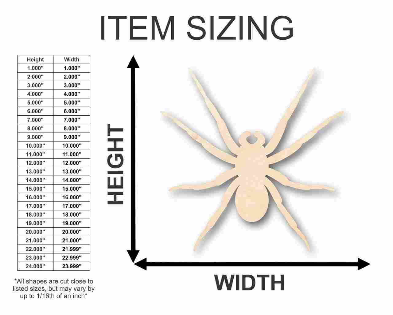 Unfinished Wood Spider Shape - Insect - Animal - Wildlife - Craft - up to 46" DIY - Image 2