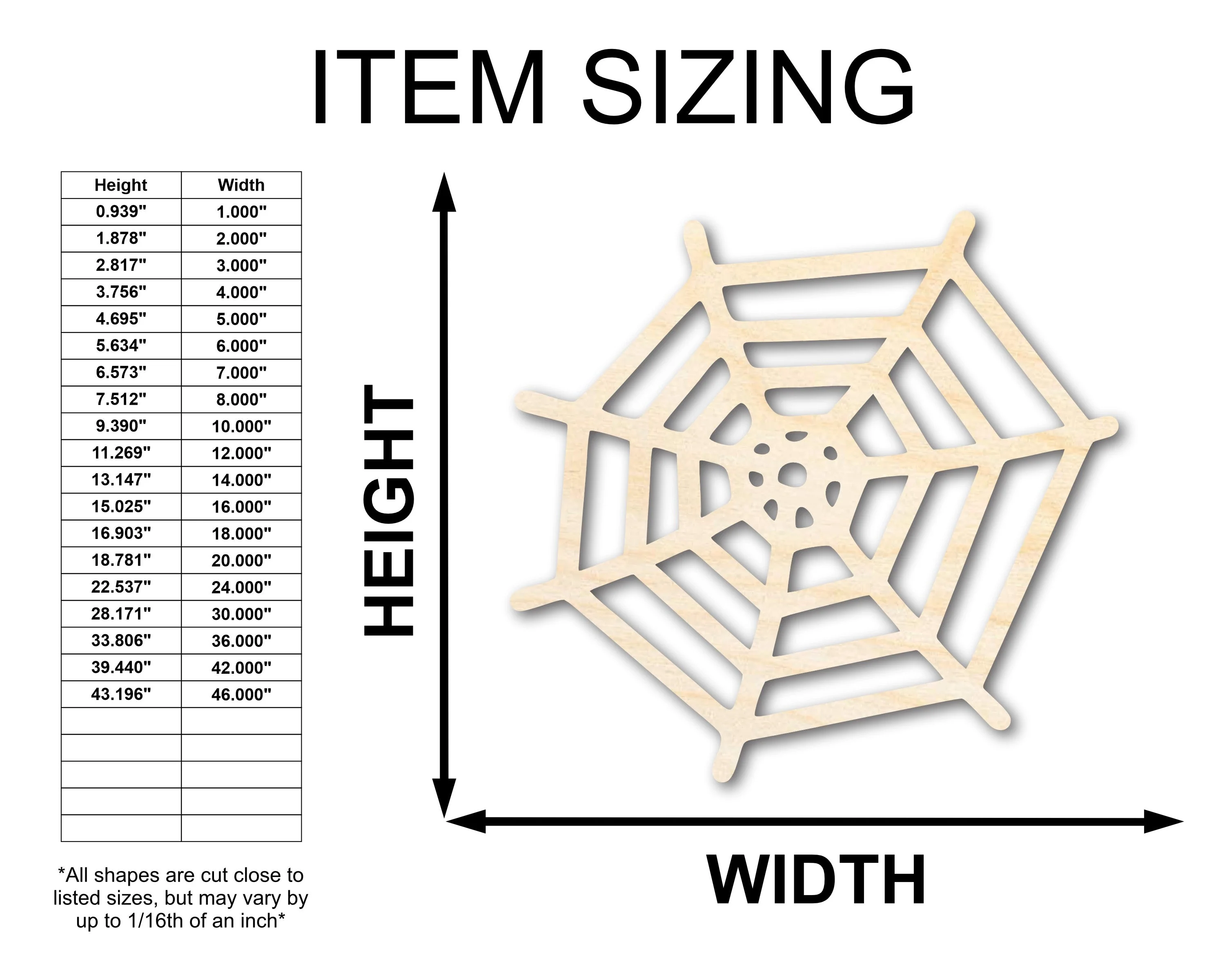 Unfinished Wood Spider Web Shape - Insect - Animal - Wildlife - Craft - up to 46" DIY - Image 2