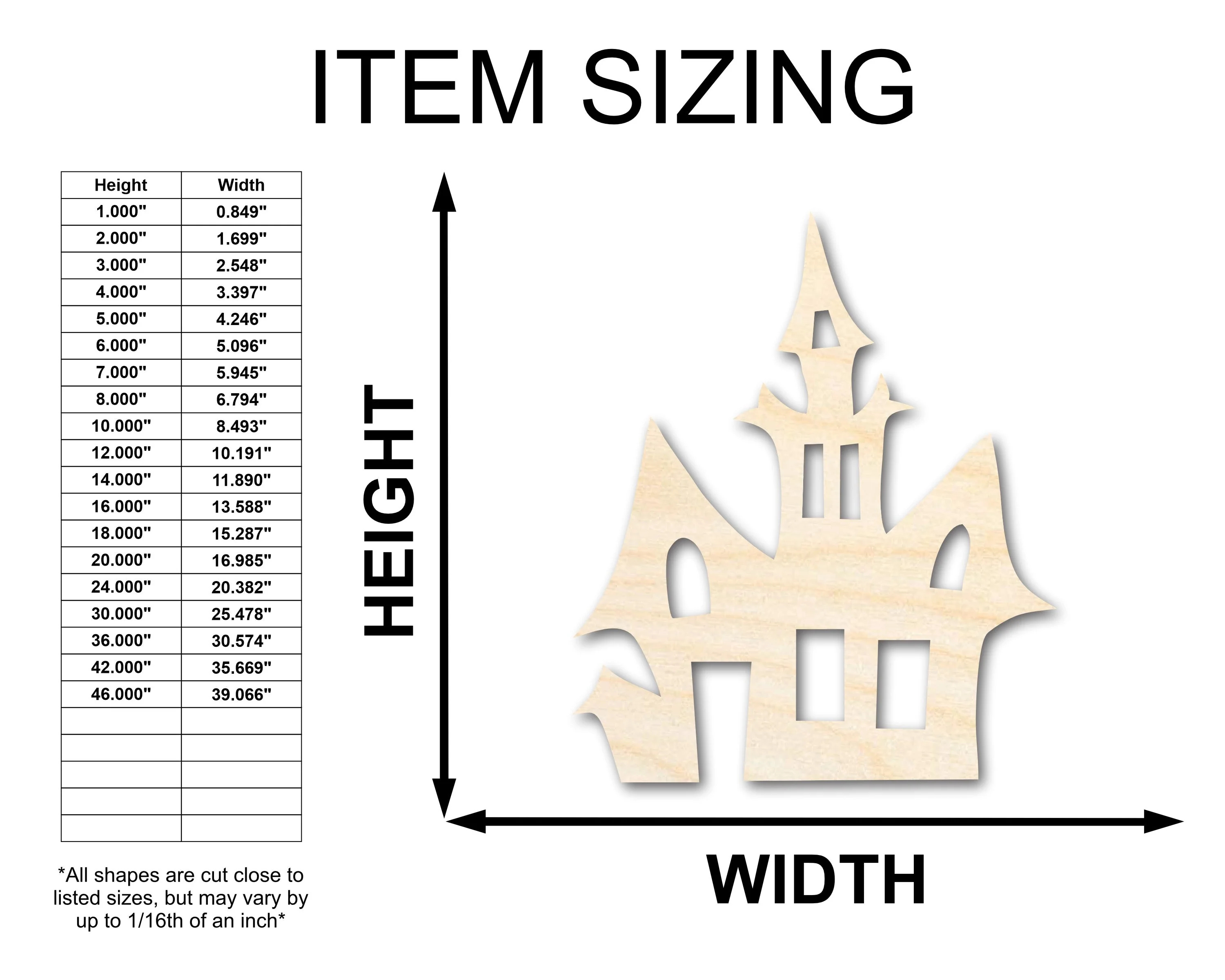 Unfinished Wood Spooky House Shape - Craft - up to 46" - Image 2