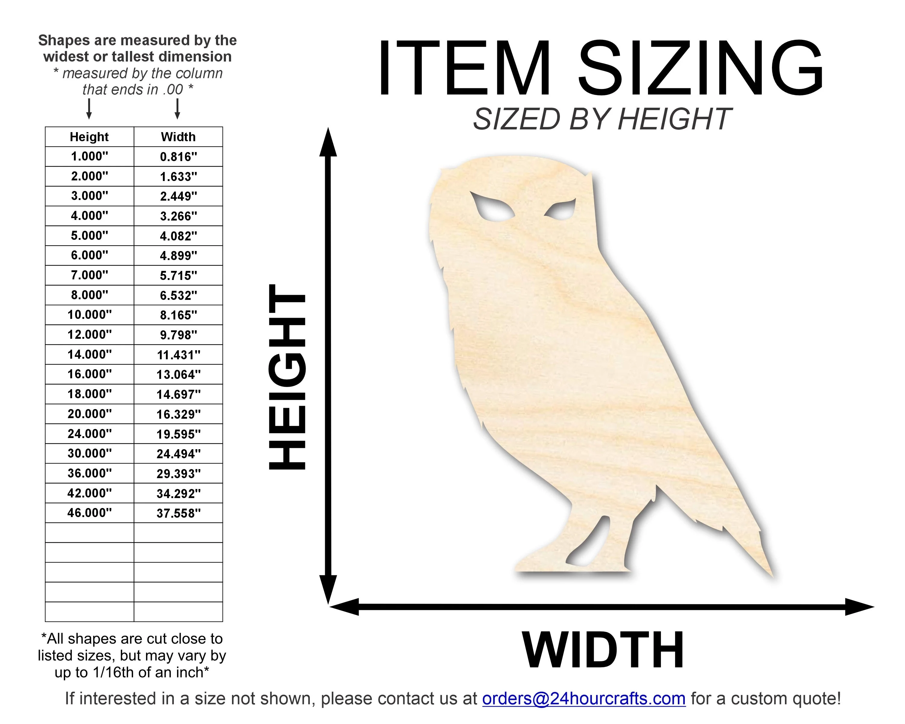 Unfinished Wood Spooky Owl Shape | Craft Cutout | up to 46" DIY - Image 2