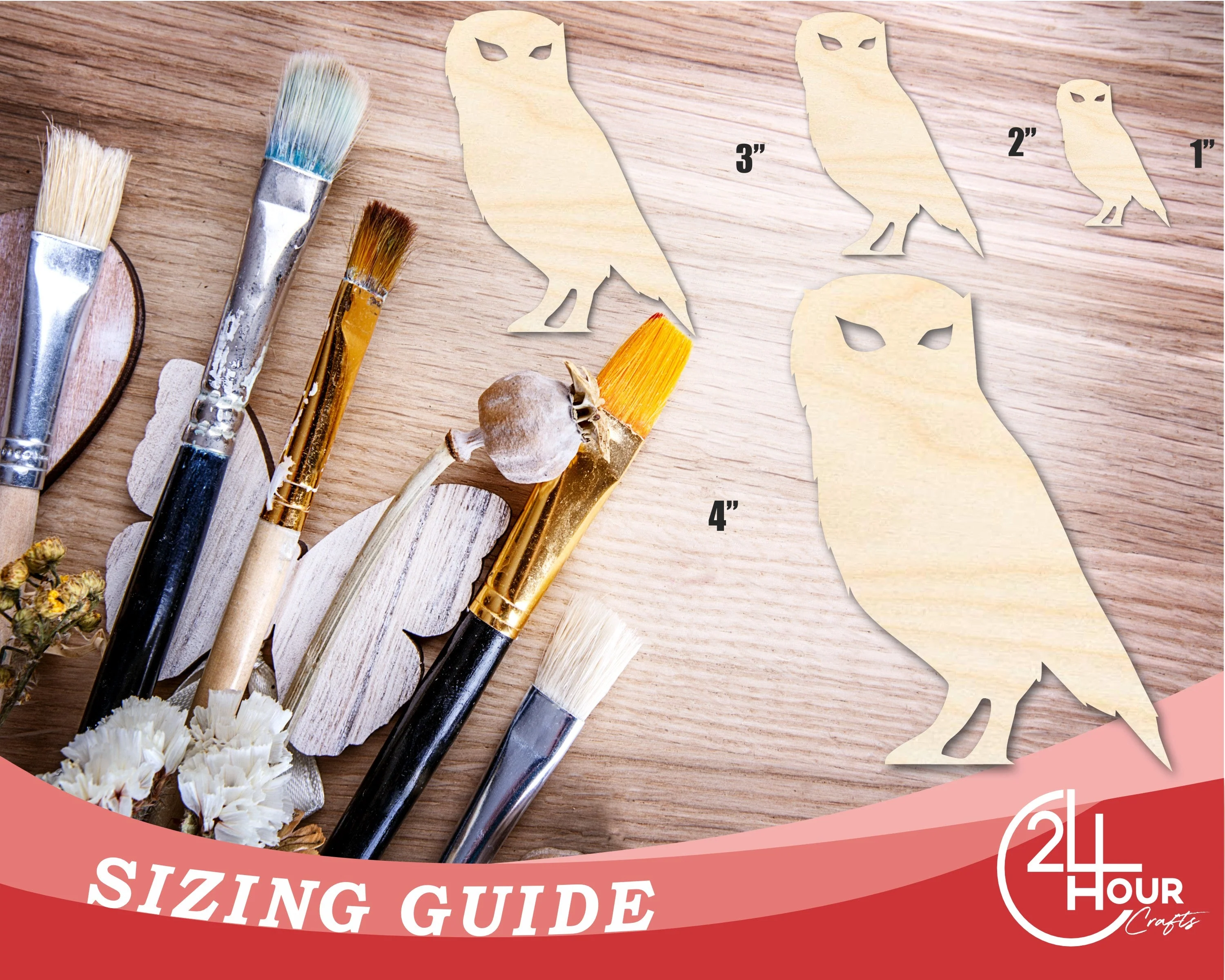 Unfinished Wood Spooky Owl Shape | Craft Cutout | up to 46" DIY - Image 3