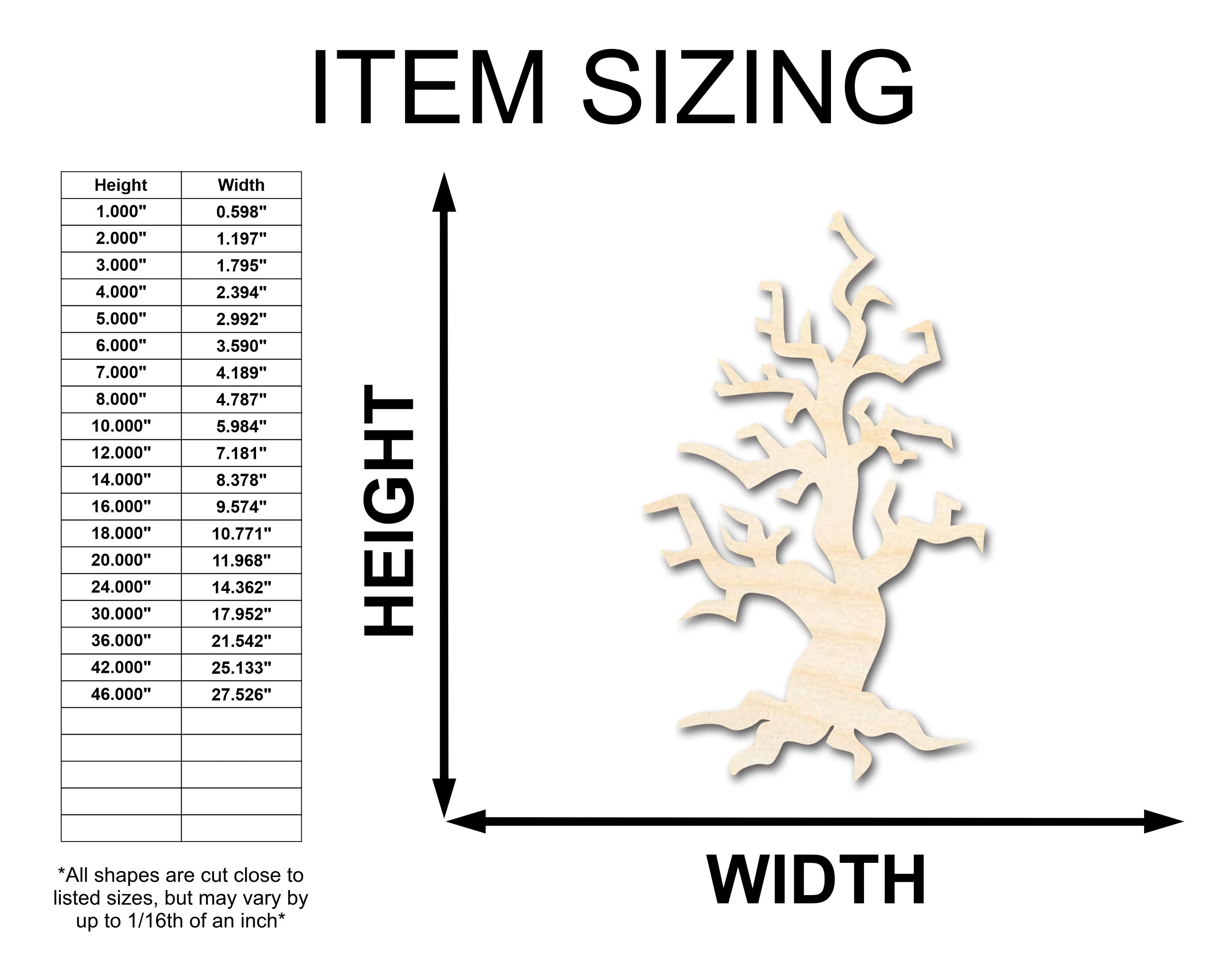 Unfinished Wood Spooky Tree Shape - Craft - up to 46" - Image 2