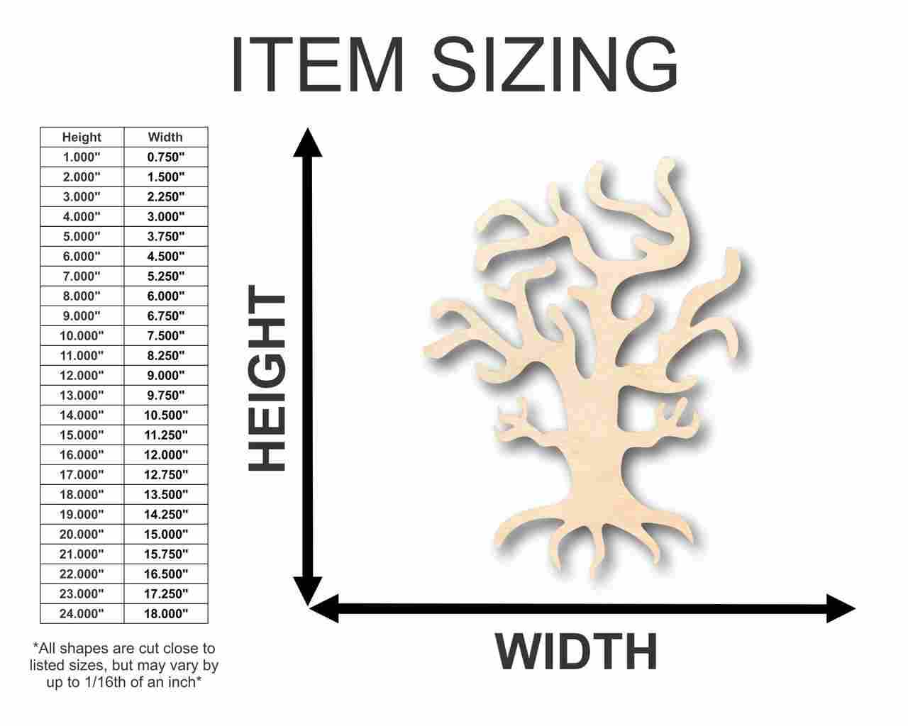 Unfinished Wood Spooky Tree Shape - Halloween - Craft - up to 46" DIY - Image 2