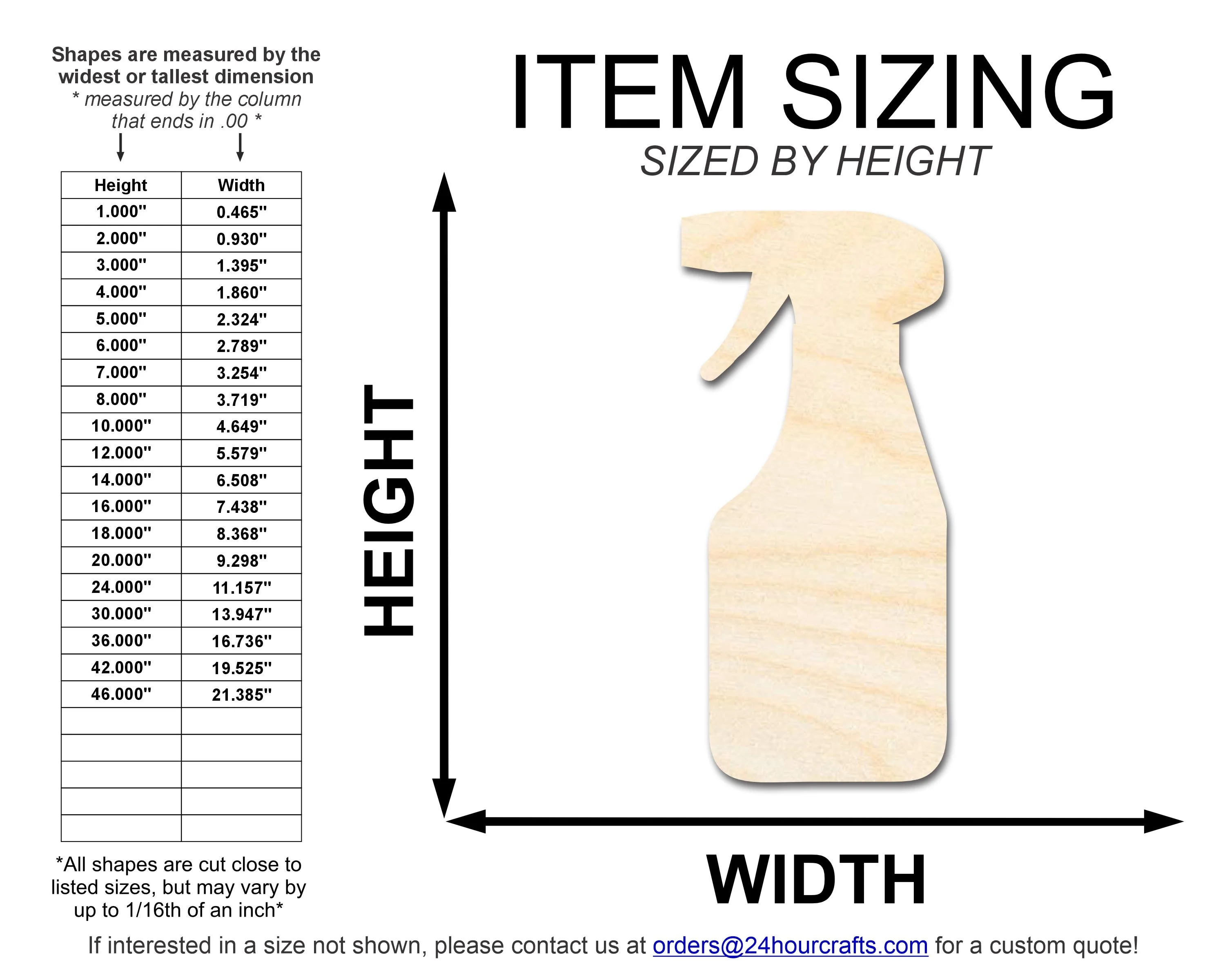 Unfinished Wood Spray Bottle Shape | DIY Craft Cutout | up to 46" DIY - Image 2
