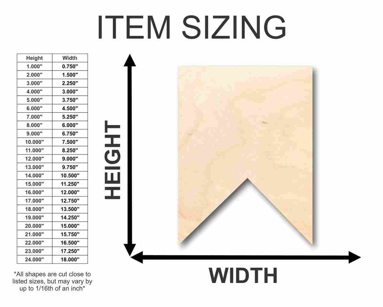Unfinished Wood Square Bunting Shape - Craft - up to 46" DIY - Image 2