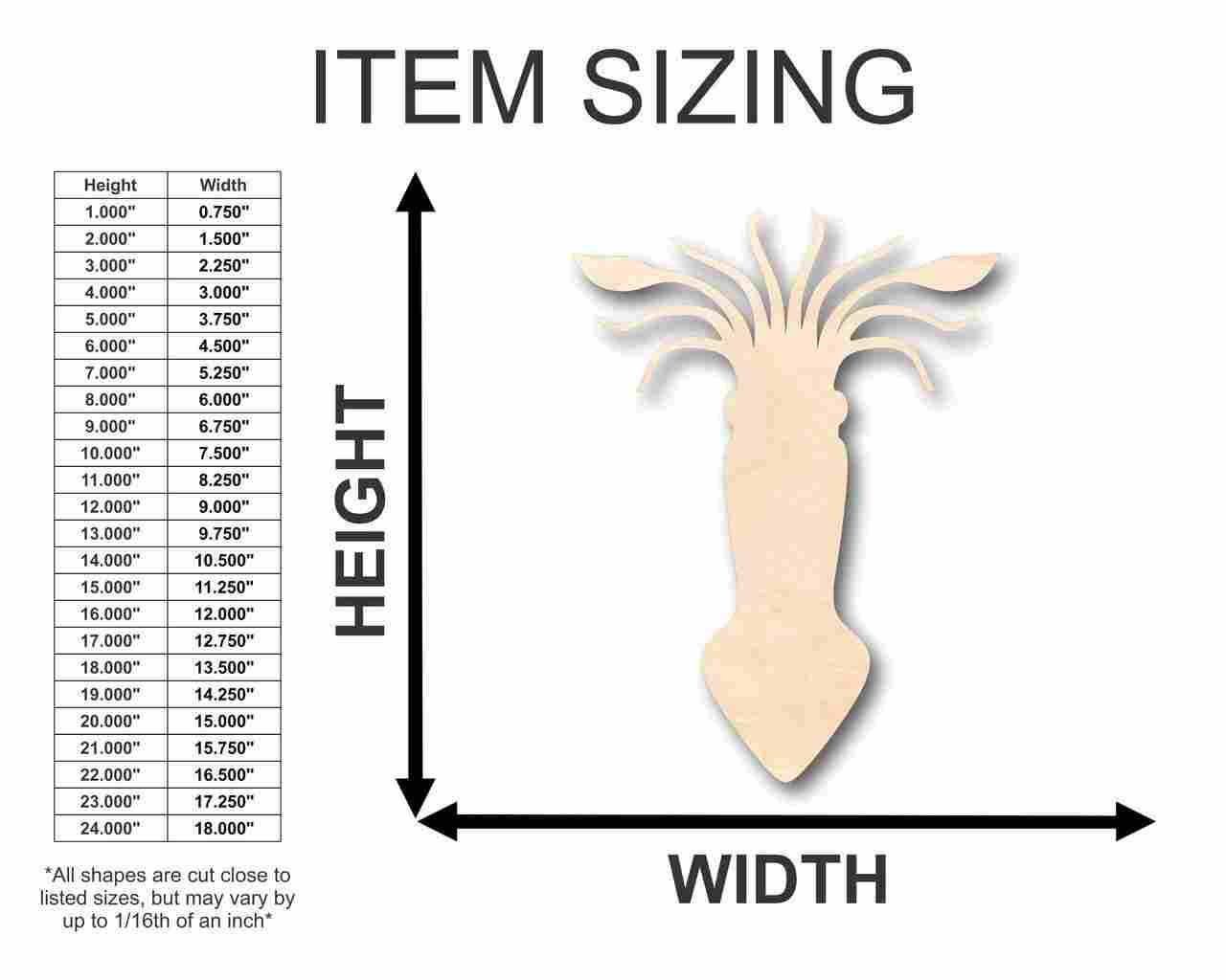 Unfinished Wood Squid Shape - Ocean - Nursery - Craft - up to 46" DIY - Image 2