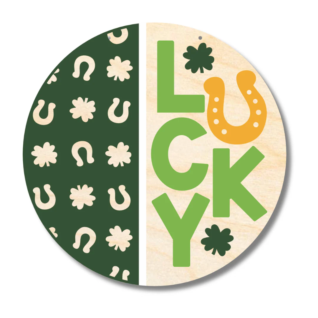 Unfinished Wood St Patrick's Day Lucky Door Sign Kit | Wood Craft Cutouts | 1/4" Thick | - Image 2
