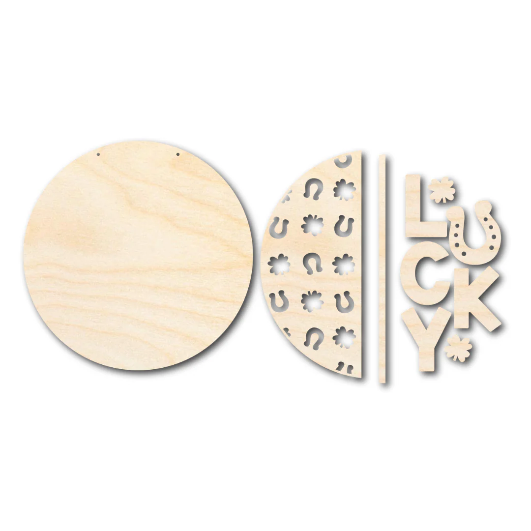Unfinished Wood St Patrick's Day Lucky Door Sign Kit | Wood Craft Cutouts | 1/4" Thick | - Image 3