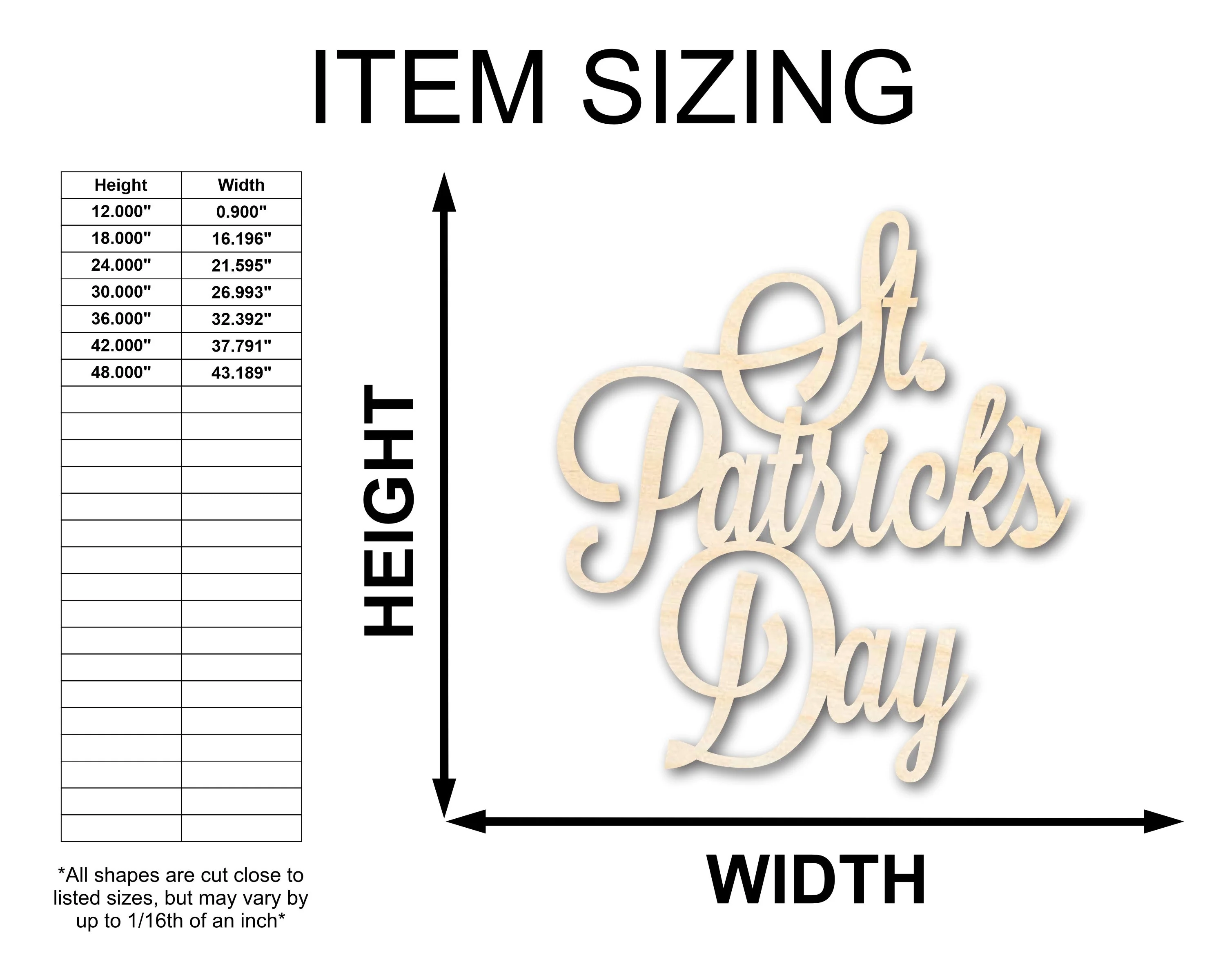 Unfinished Wood St Patricks Day Shape - Word Craft - up to 46" - Image 2