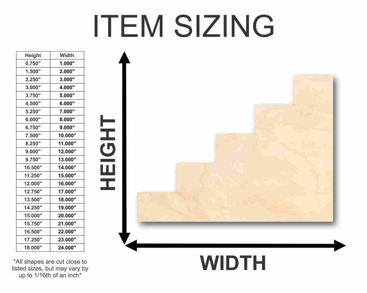 Unfinished Wood Stairs Steps Shape - Craft - up to 46" DIY - Image 2