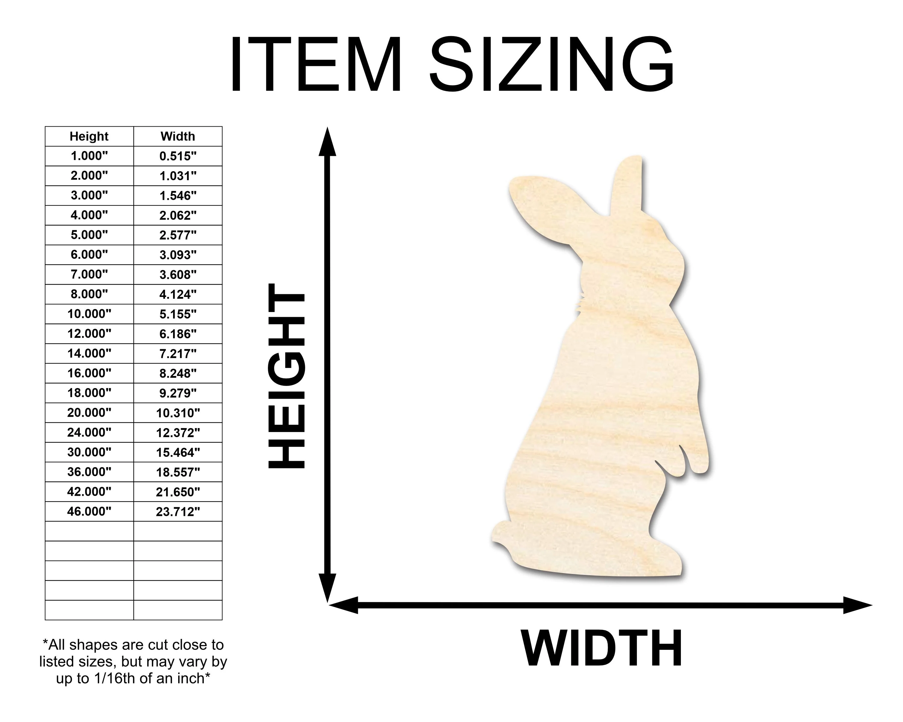 Unfinished Wood Standing Bunny Shape - Easter Craft - up to 46" DIY - Image 2