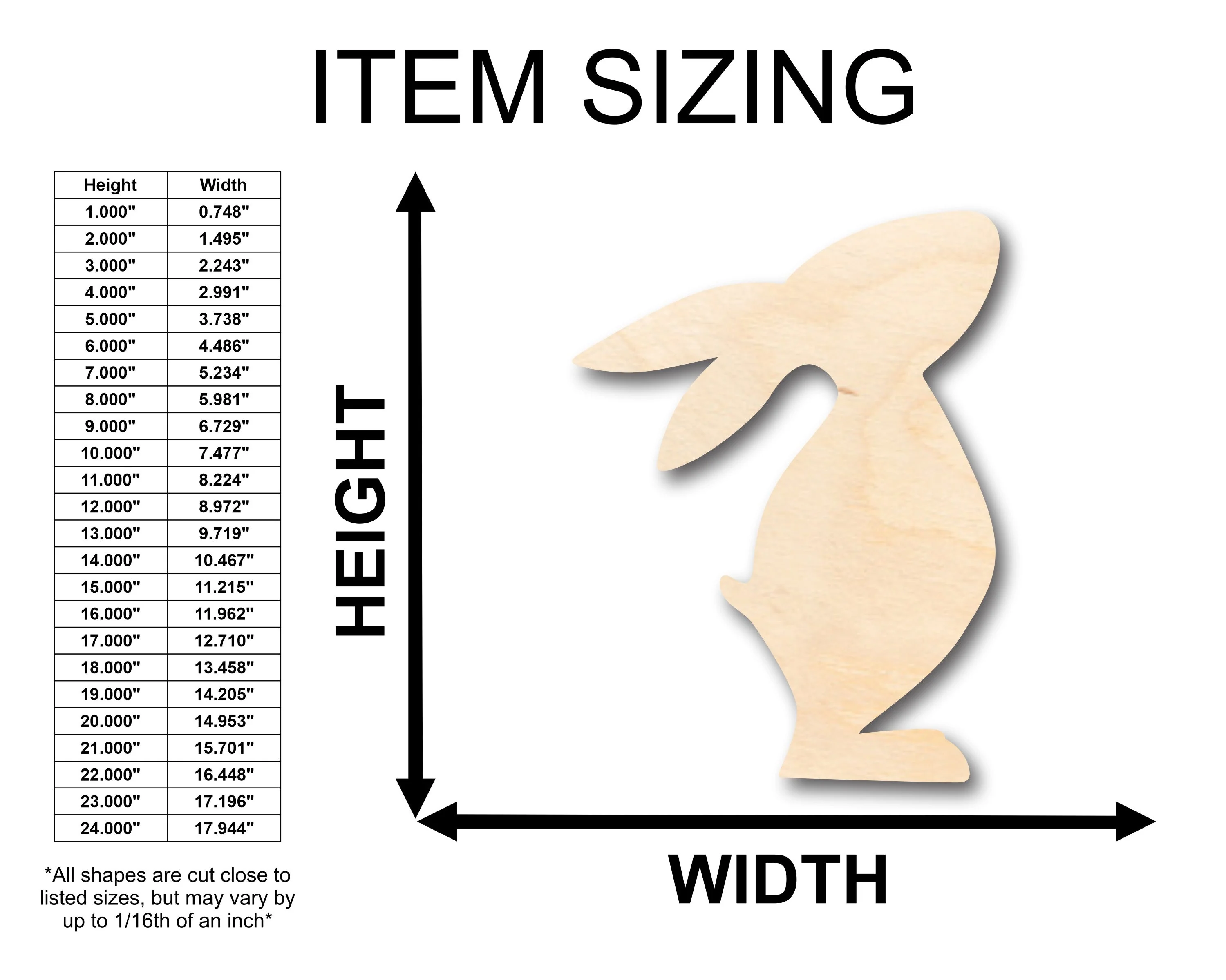 Unfinished Wood Standing Rabbit Shape - Craft - up to 46" DIY - Image 2