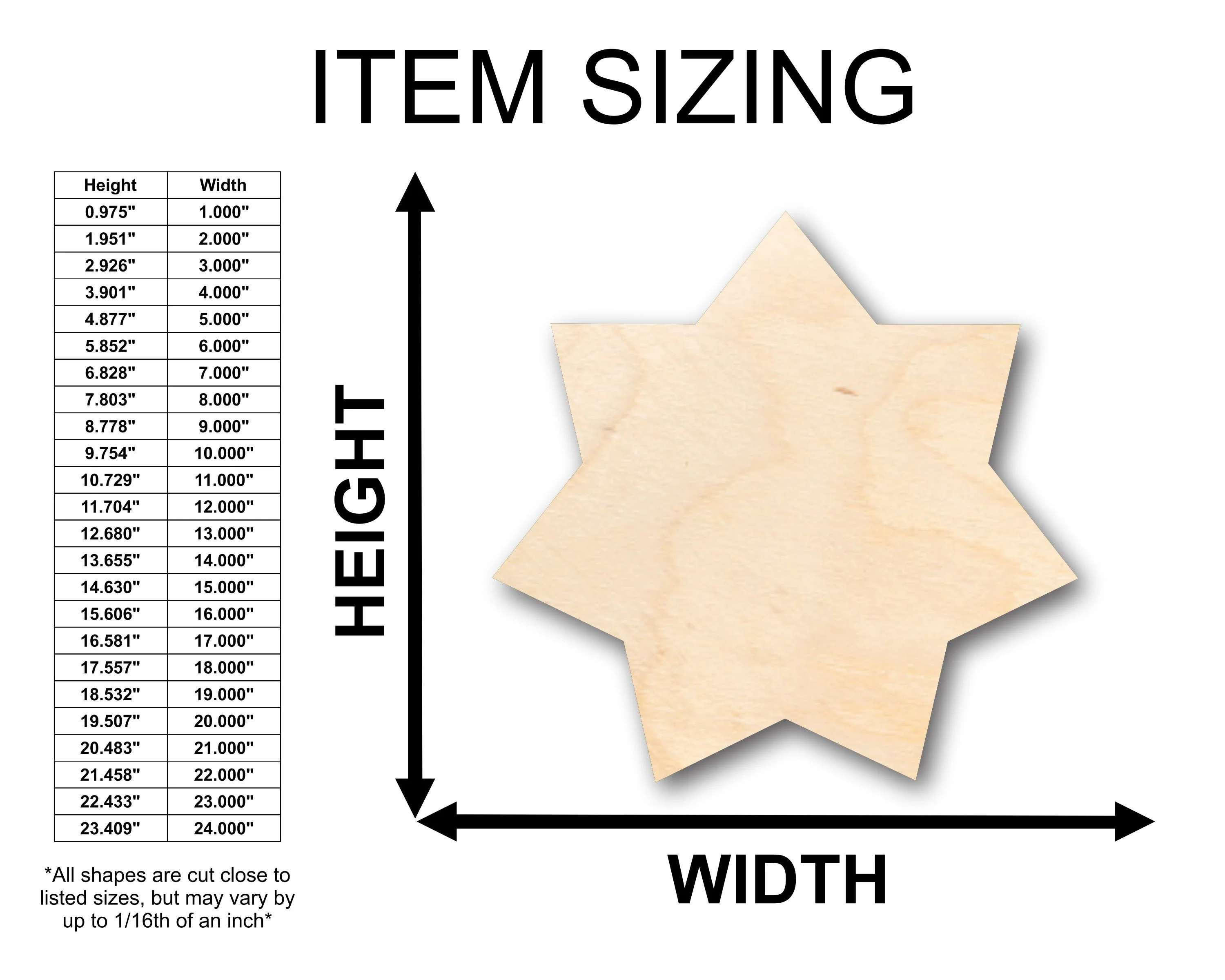 Unfinished Wood Star 7 Point Flower Shape - Craft - up to 46" DIY - Image 2