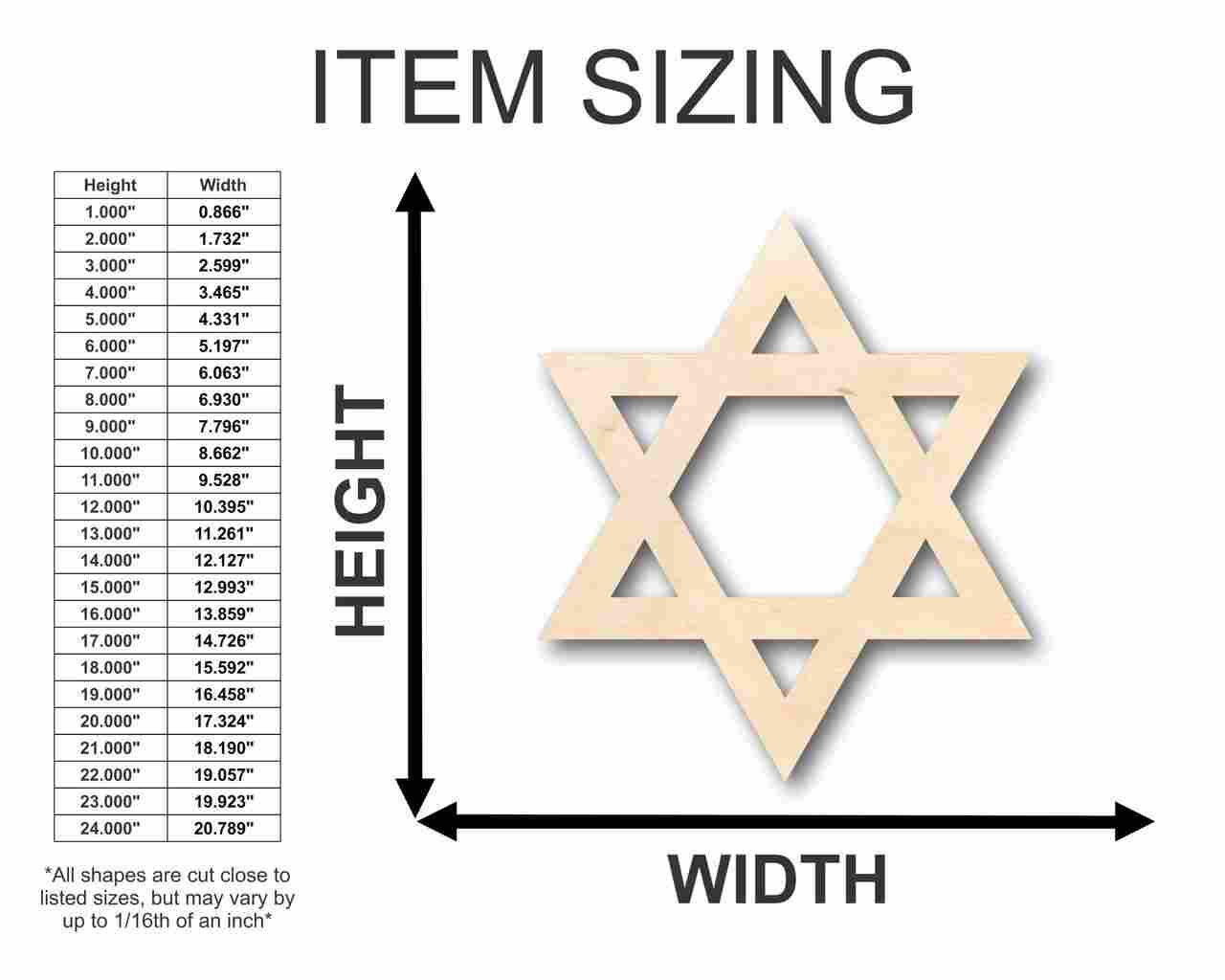 Unfinished Wood Star of David Israel Shape - Hanukkah - Craft - up to 46" DIY - Image 2