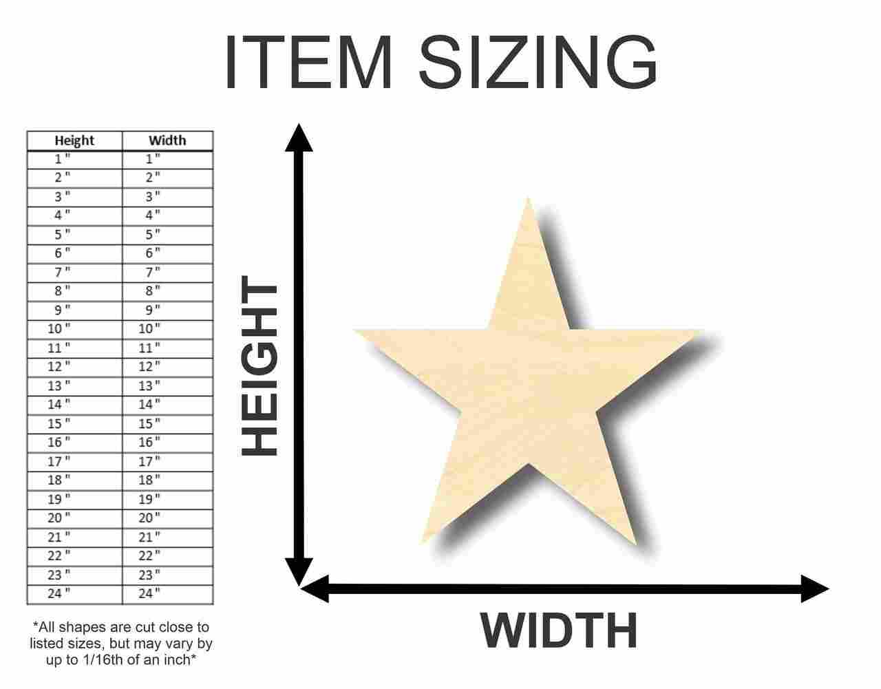 Unfinished Wood Star Shape | DIY Celestial Craft Cutout | Up to 36" - Image 2