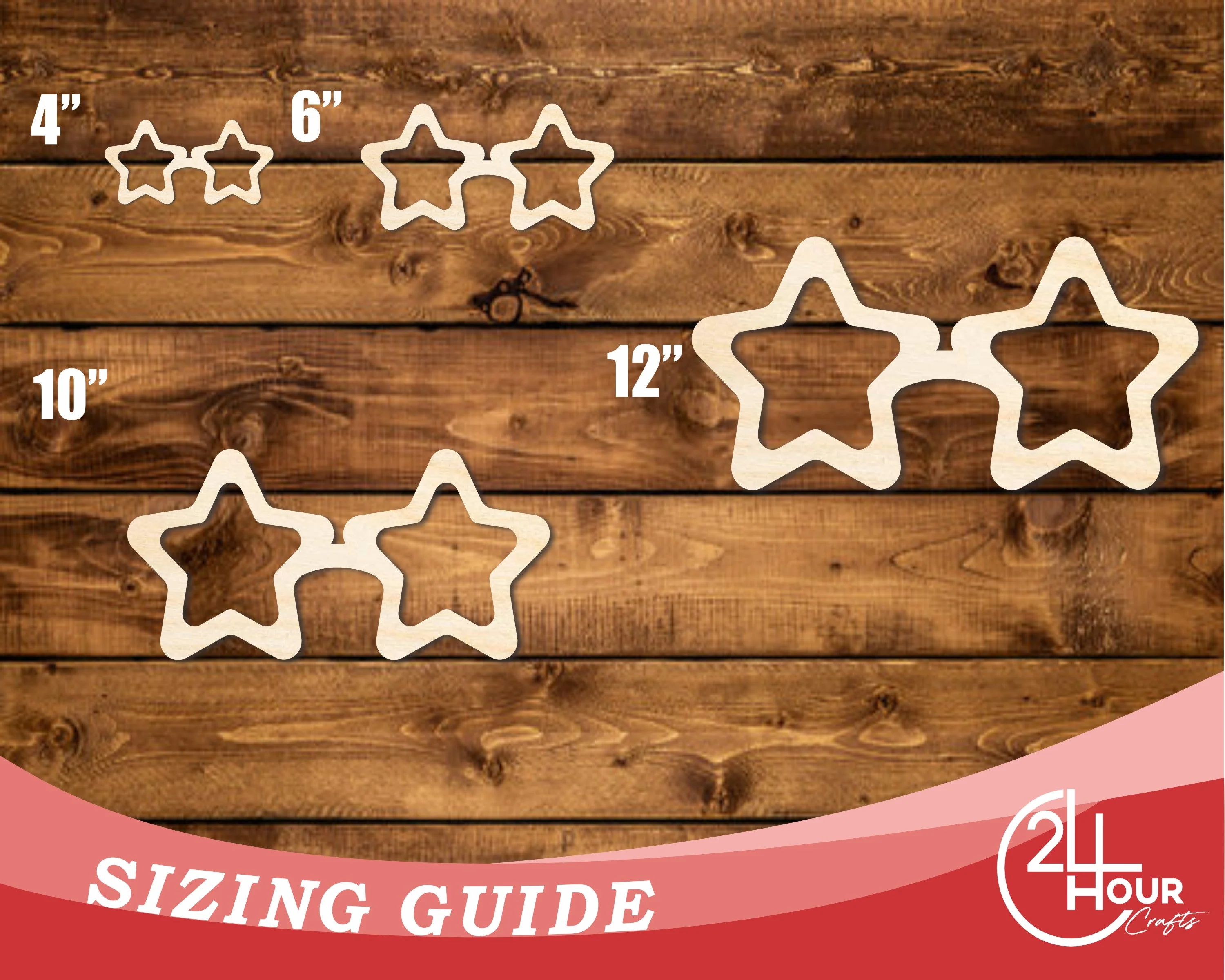Unfinished Wood Star Sunglasses Shape | DIY Craft Cutout | up to 46" DIY - Image 3