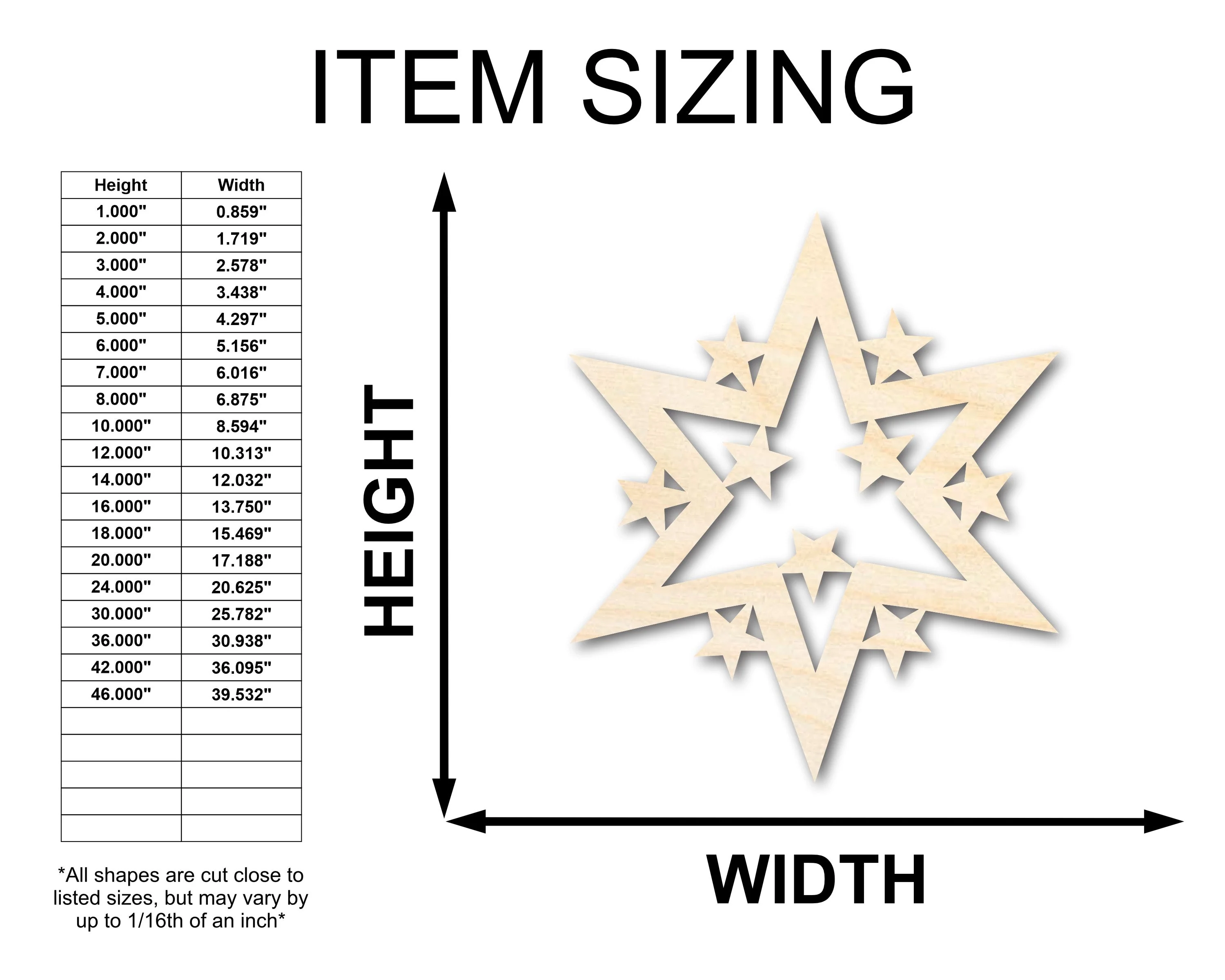 Unfinished Wood Starburst Shape | Craft Cutout | up to 46" DIY - Image 2