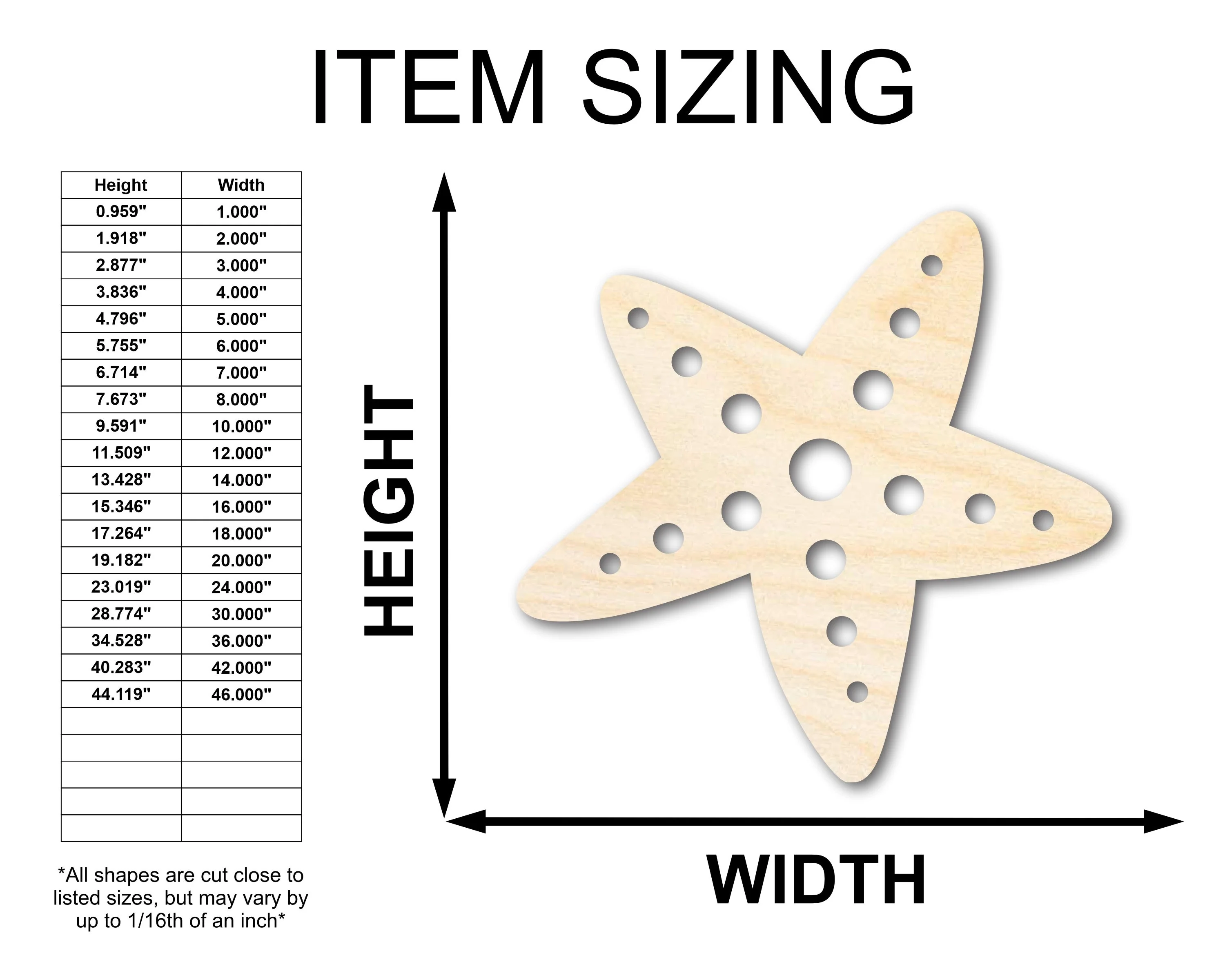 Unfinished Wood Starfish Shape | Beach Craft Cutout | up to 46" DIY - Image 2