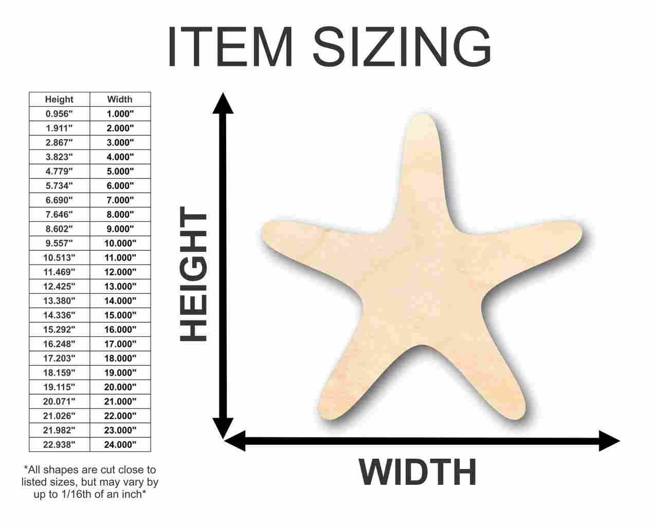 Unfinished Wood Starfish Shape - Ocean - Beach - Nursery - Craft - up to 46" DIY - Image 2