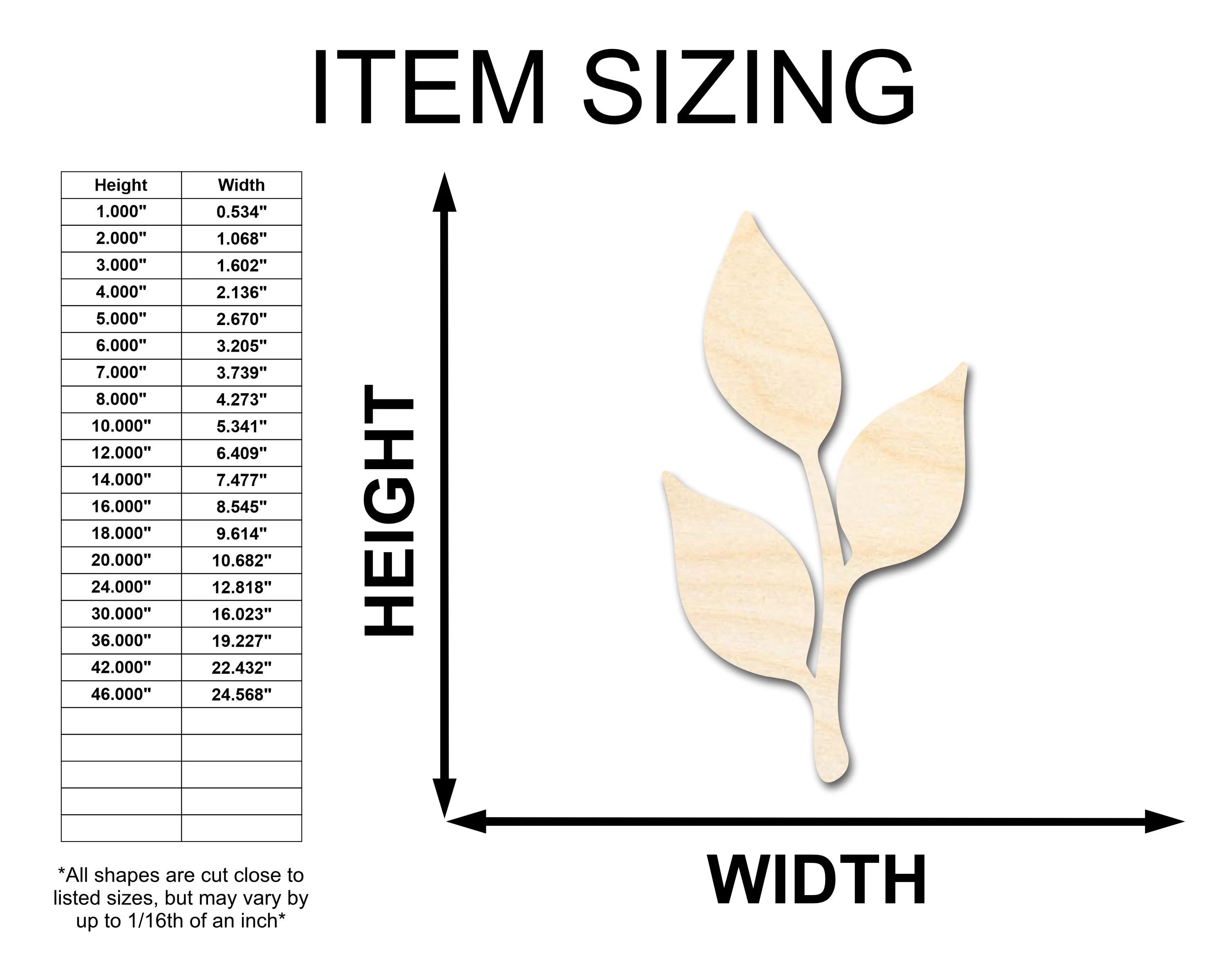 Unfinished Wood Stem and Leaf Shape - Plant Craft - up to 46" DIY - Image 2