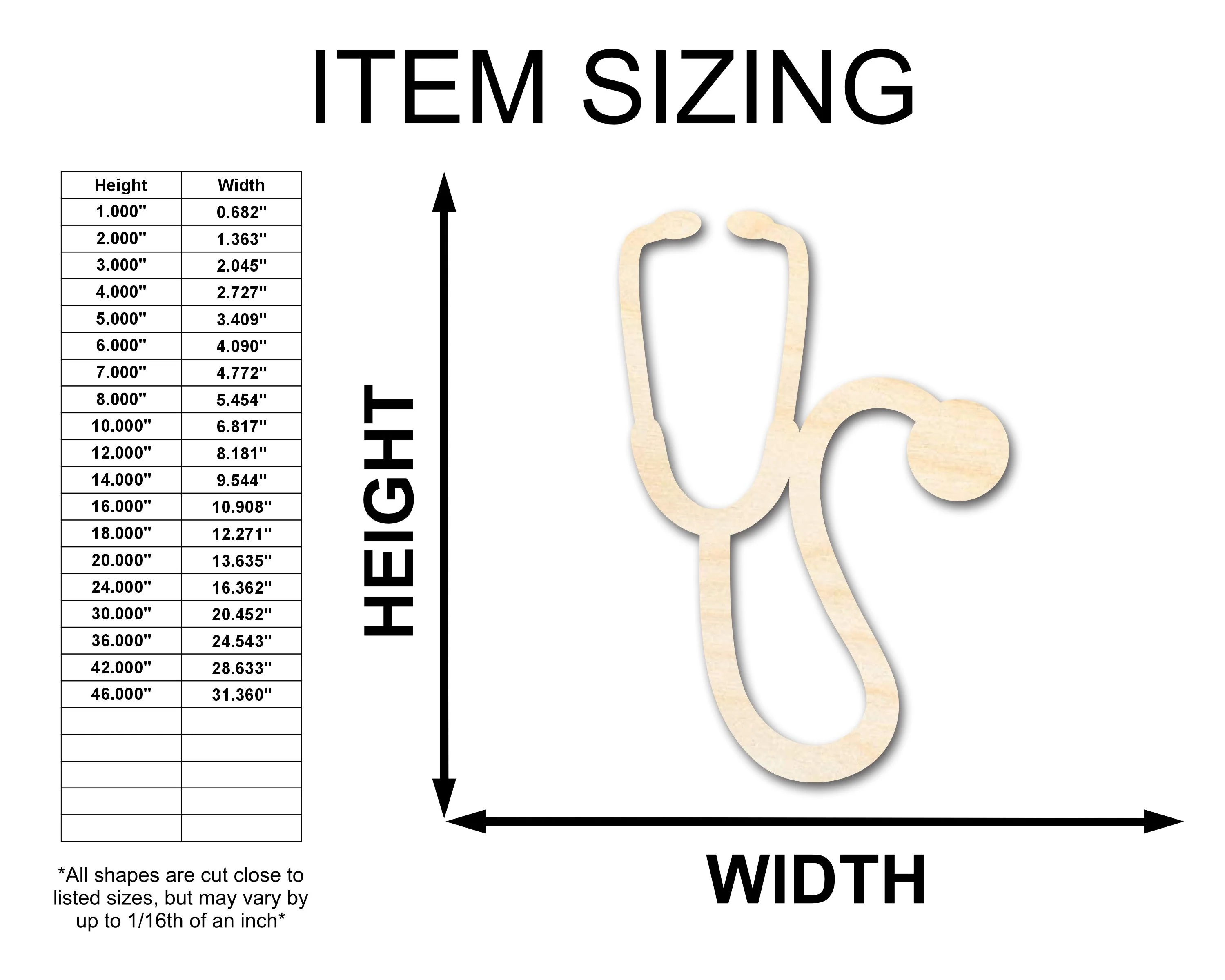 Unfinished Wood Stethoscope Shape | Craft Cutout | up to 46" DIY - Image 2