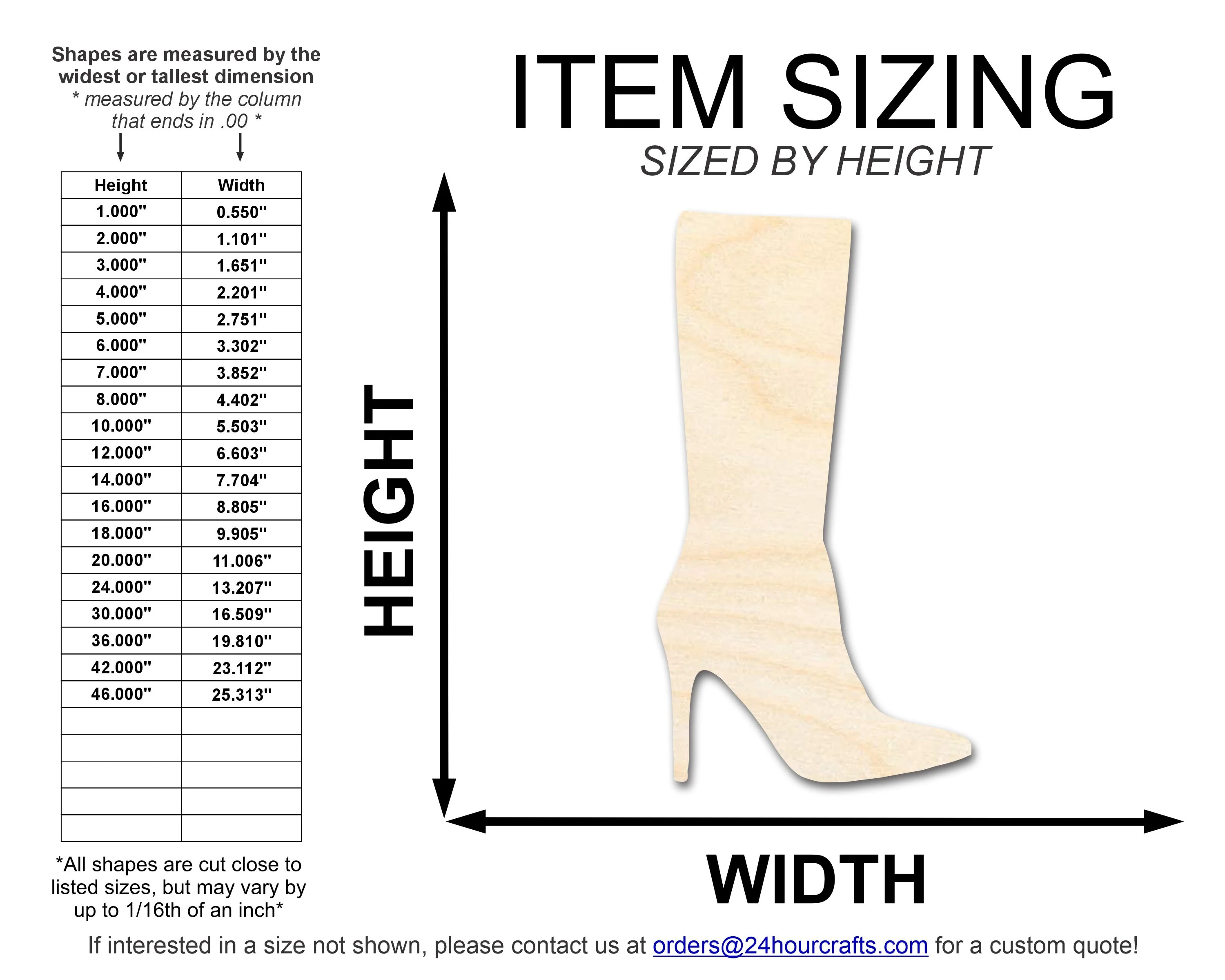 Unfinished Wood Stiletto Boot Shape | DIY Craft Cutout | up to 46" DIY - Image 2