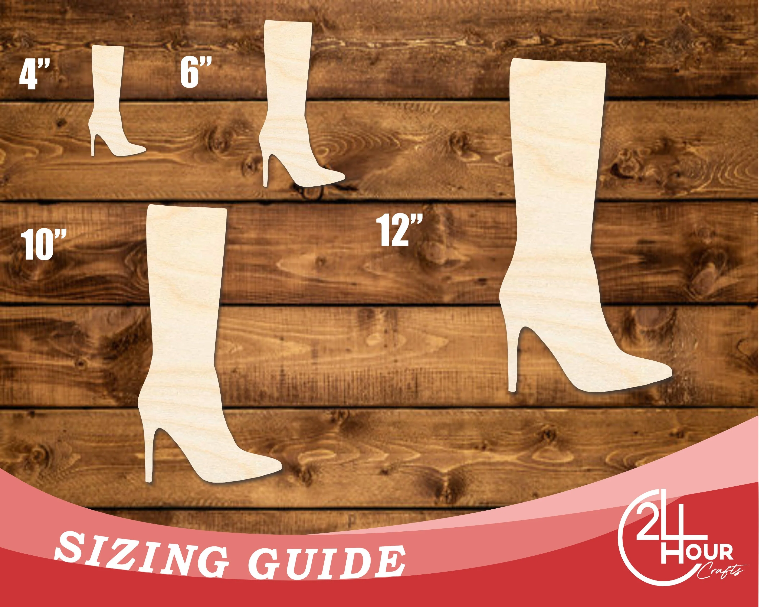Unfinished Wood Stiletto Boot Shape | DIY Craft Cutout | up to 46" DIY - Image 3