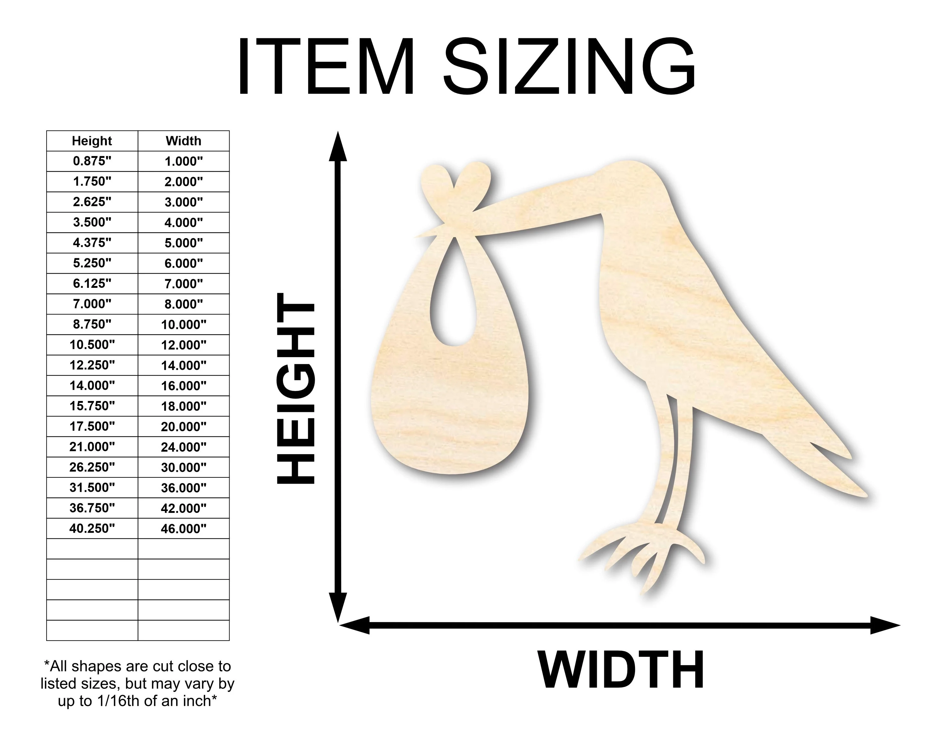 Unfinished Wood Stork Silhouette Shape - Craft - up to 46" - Image 2