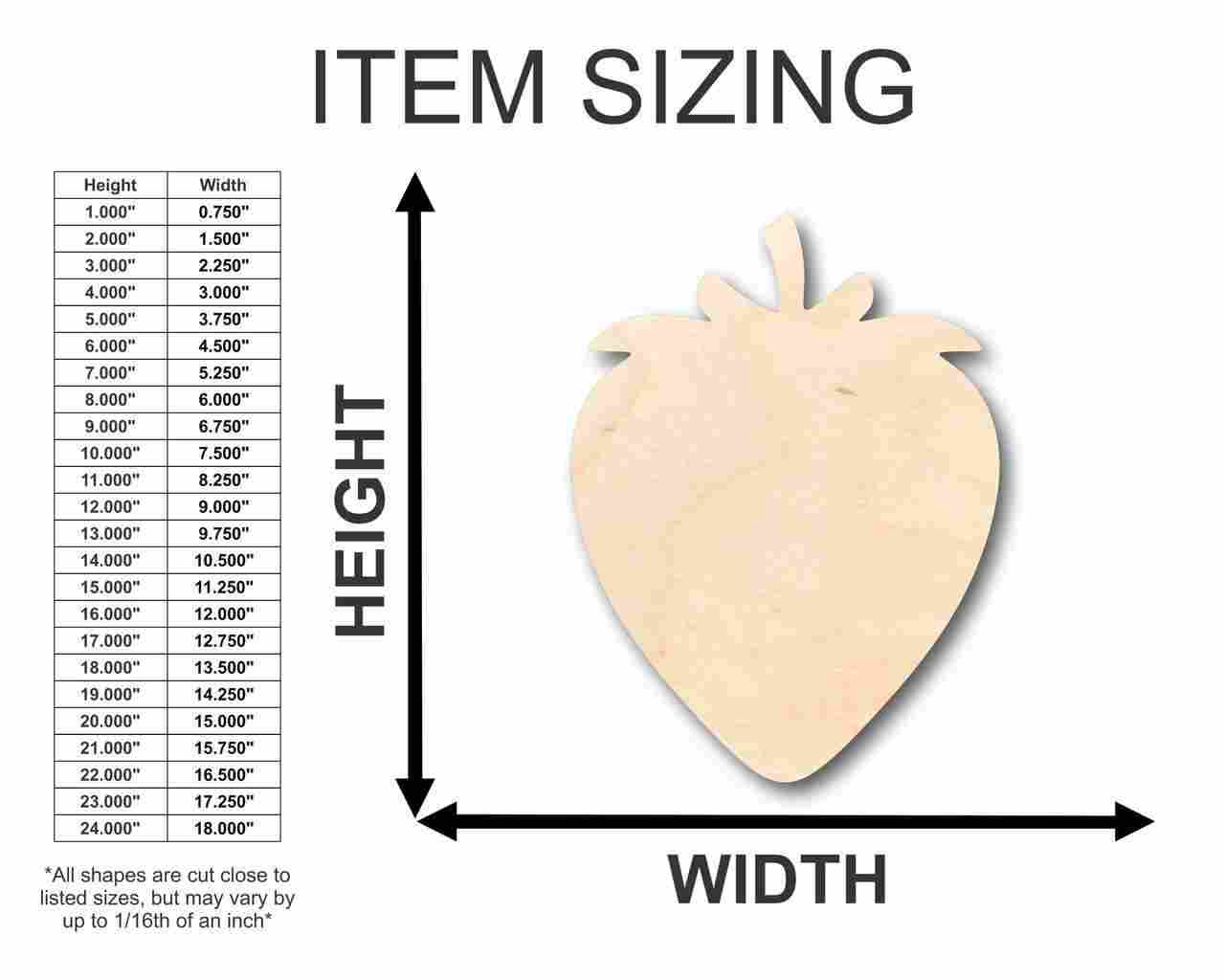 Unfinished Wood Strawberry Shape - Fruit - Craft - up to 46" DIY - Image 2