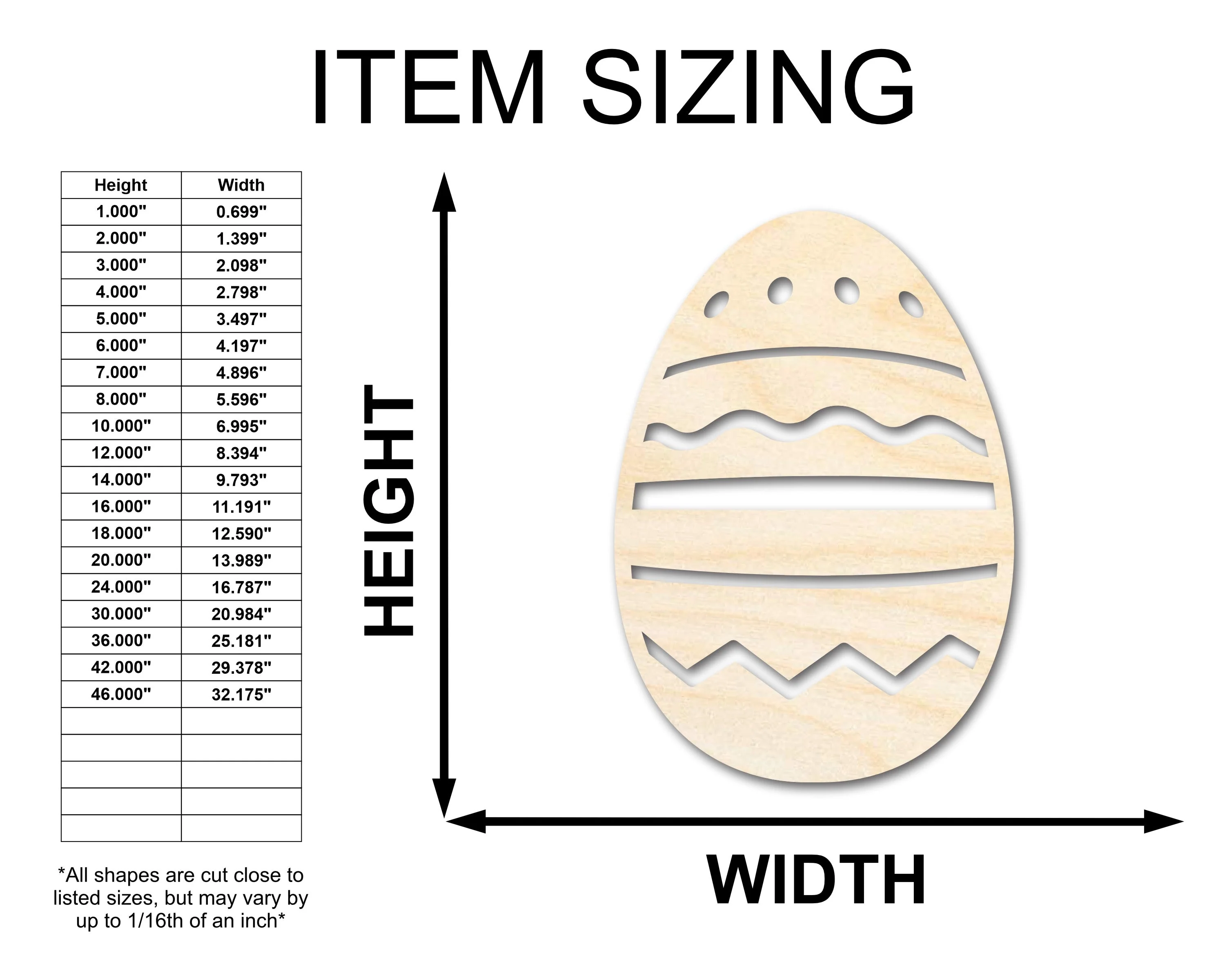 Unfinished Wood Striped Egg Shape - Easter Craft - up to 46" DIY - Image 2