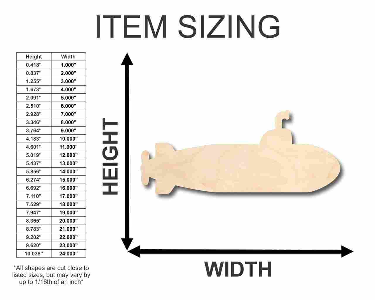 Unfinished Wood Submarine Shape - Ocean - Beach - Nursery - Craft - up to 46" DIY - Image 2